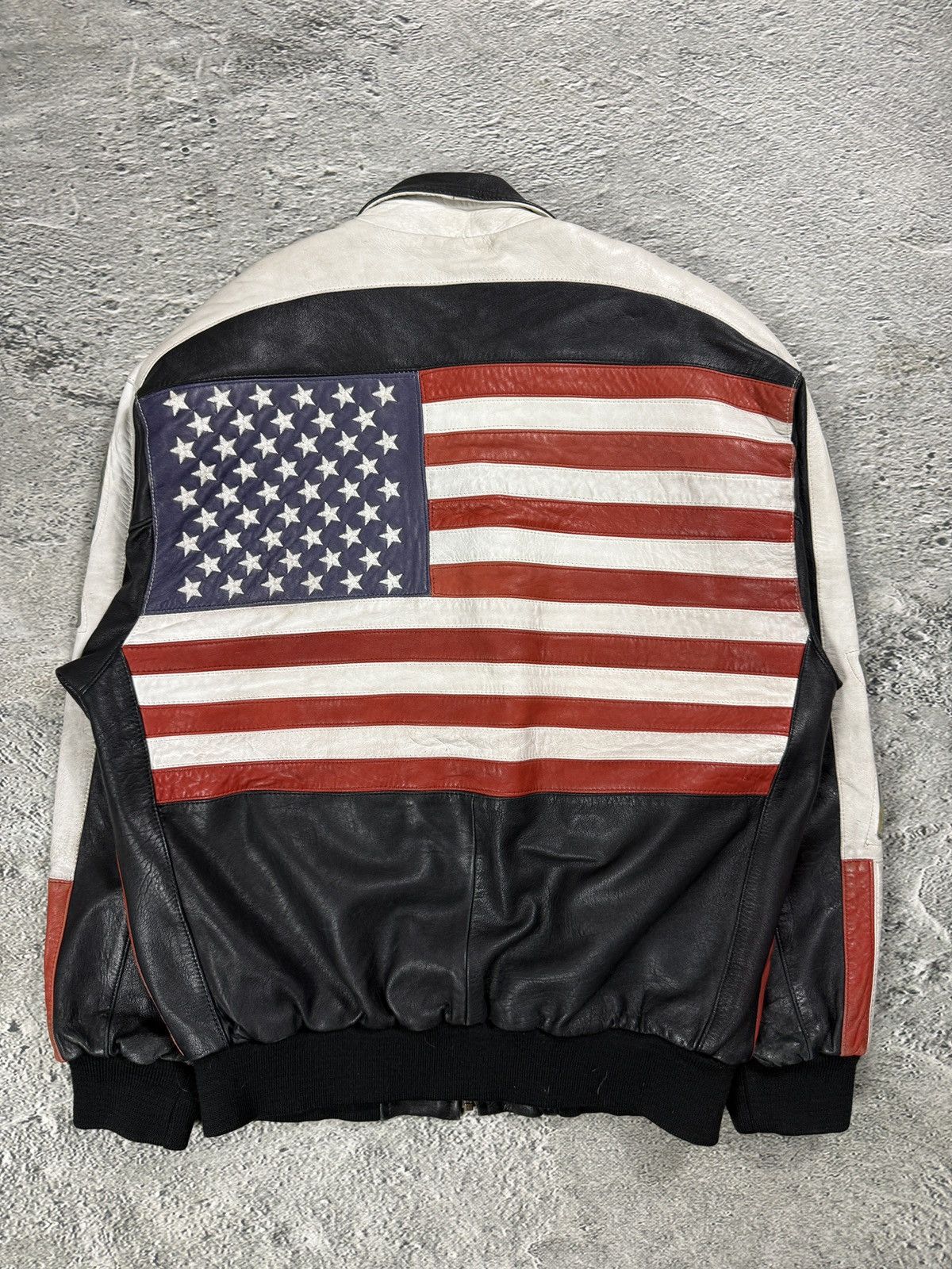 Other Vintage USA leather jacket flag black red white Max Moser Size US M / EU 48-50 / 2 - 1 Thumbnail