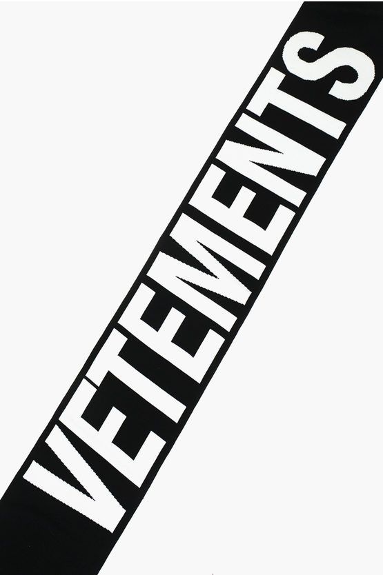 Vetements o1y1224 Size: OS / Wool Fringed Scarf in White & Black Size ONE SIZE - 3 Thumbnail