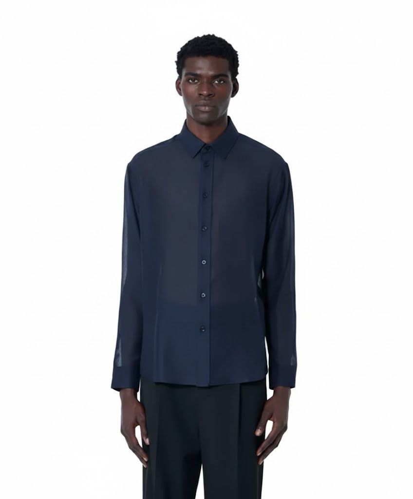 Saint Laurent Paris o1s1wg110126 826663 Chemise S66m Simple Couche Shirt Blue Size US M / EU 48-50 / 2 - 1 Thumbnail