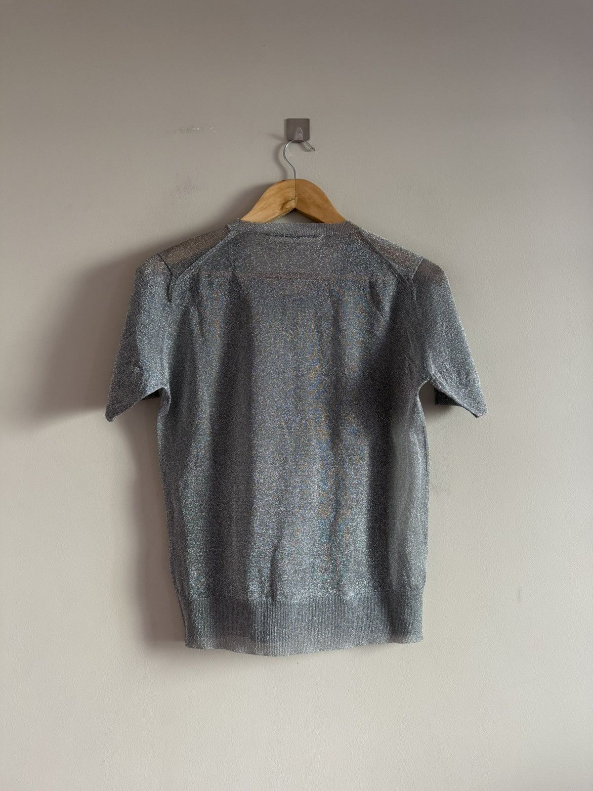Golden Goose Golden Goose Metallic Sheer Knit Tee Silver Size S / US 4 / IT 40 - 7 Thumbnail