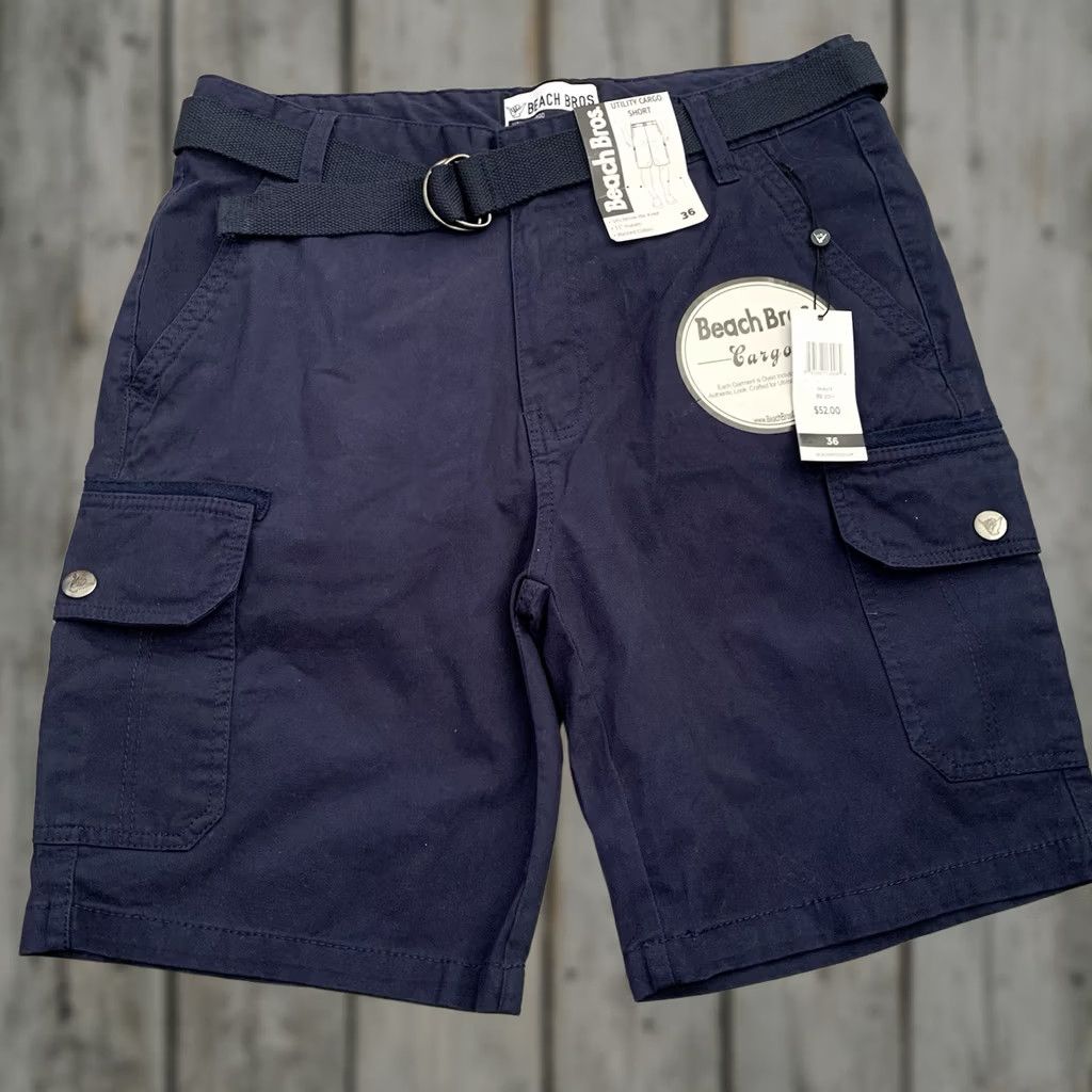 Vintage Beach Bros. Shorts Mens Sz 36 Blue Belted 100% Cotton 11” Cargo Utility NEW Size US 36 / EU 52 - 1 Thumbnail