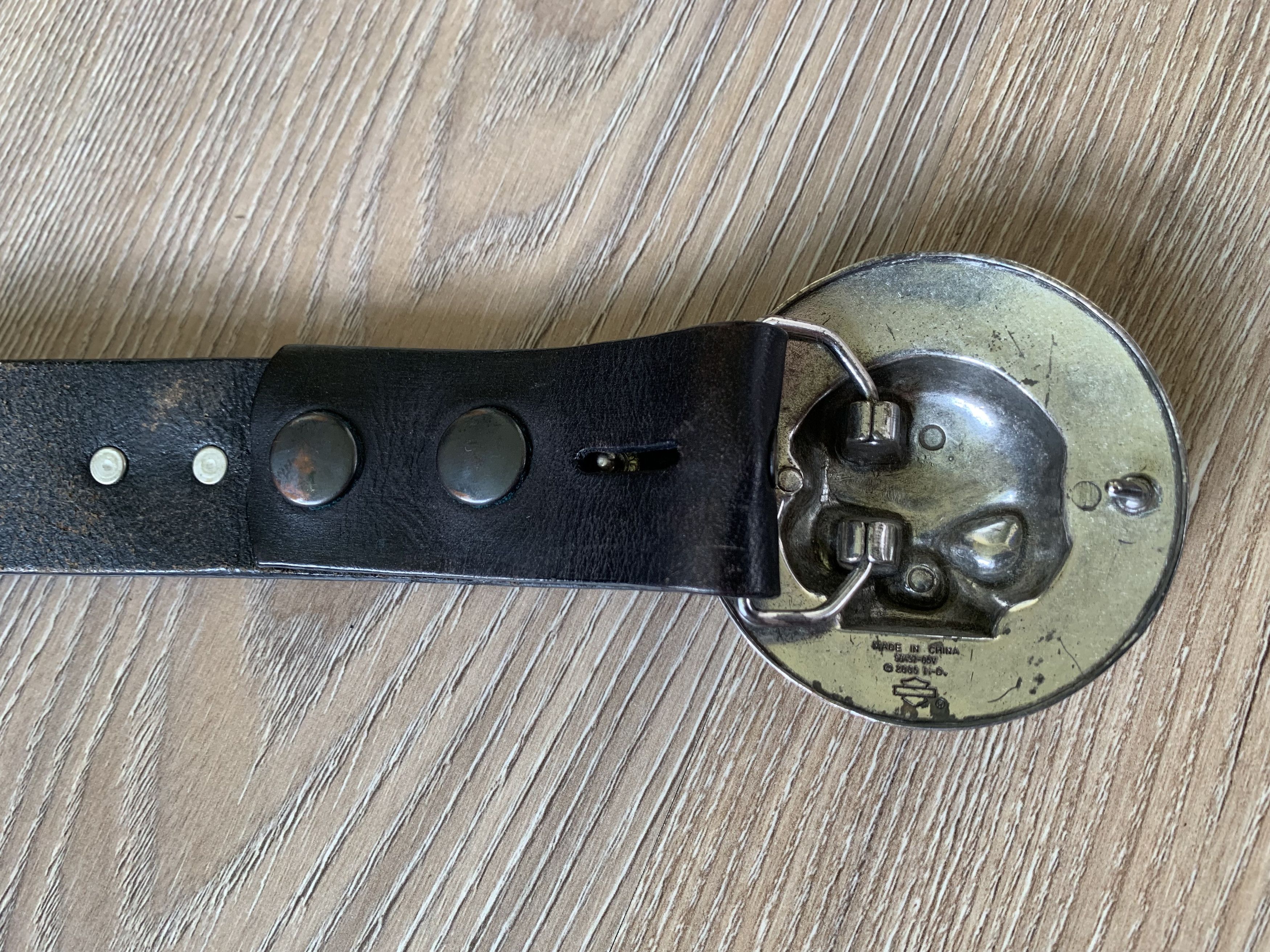 Harley Davidson × Vintage Harley Davidson Skull Black Unisex Leather Belt Size ONE SIZE - 8 Thumbnail