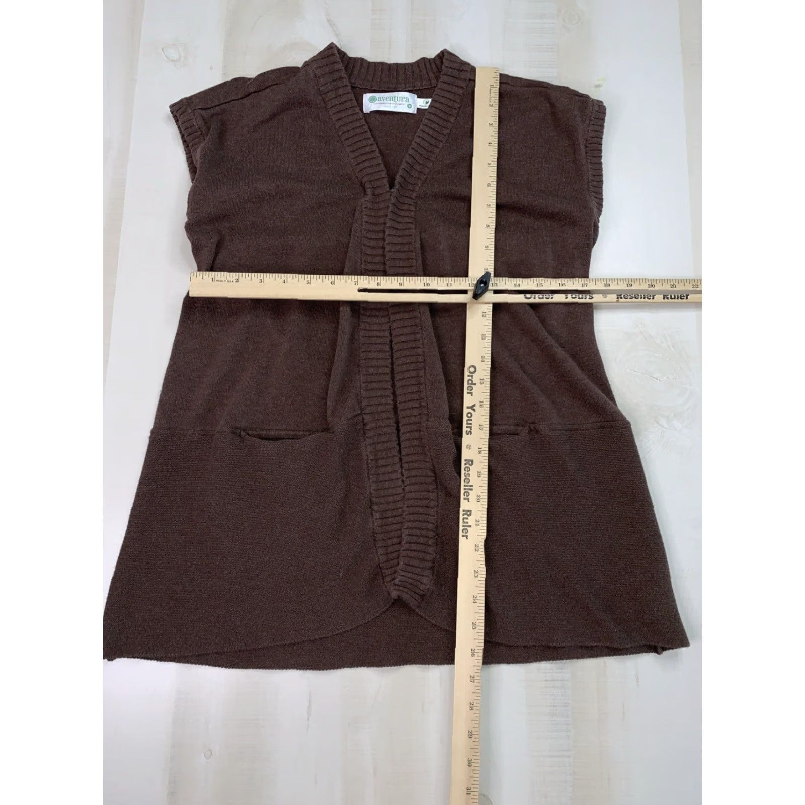 Vintage AVENTURA Organic Cotton Sleeveless Cardigan S Brown Oversized Longline Women Cardigan Bohemian Womens Regular Size S Size S / US 4 / IT 40 - 3 Thumbnail