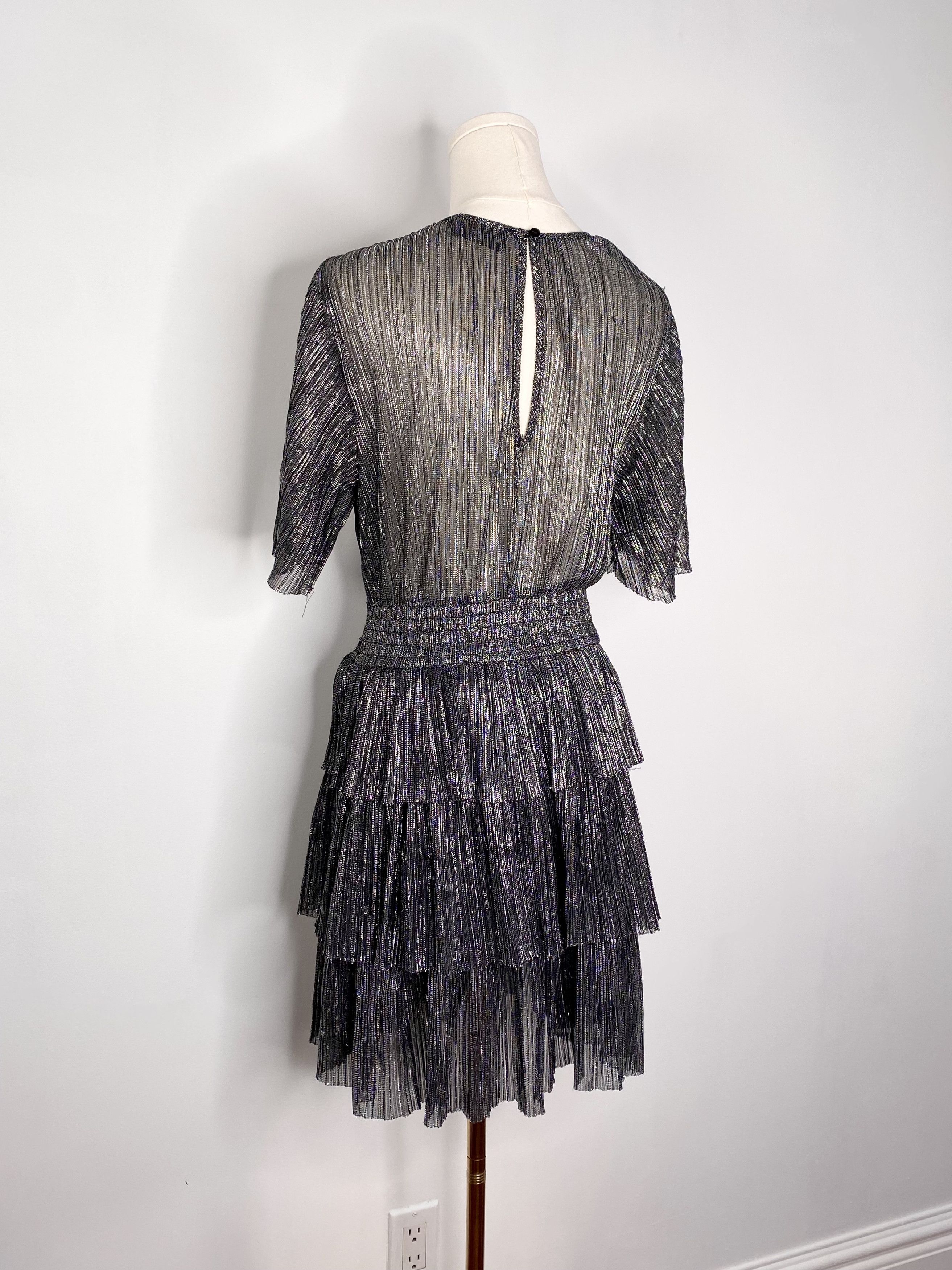 Vintage Sugar Lips - Silver Glitter Tiered Dress Size S / US 4 / IT 40 - 3 Thumbnail