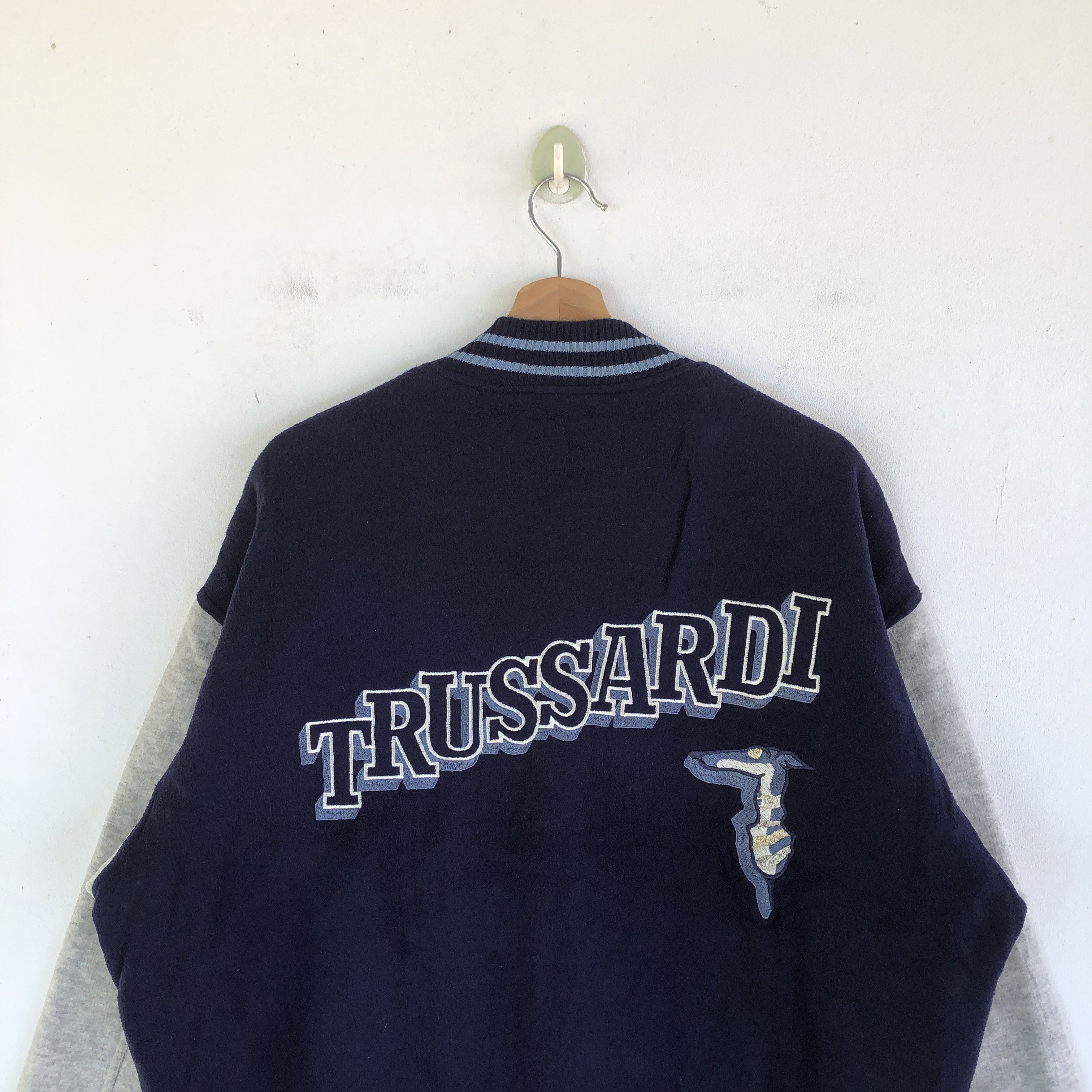 Trussardi × Vintage Vintage Trussardi Varsity Jacket Letterman Wool Jackets Size US XL / EU 56 / 4 - 3 Thumbnail