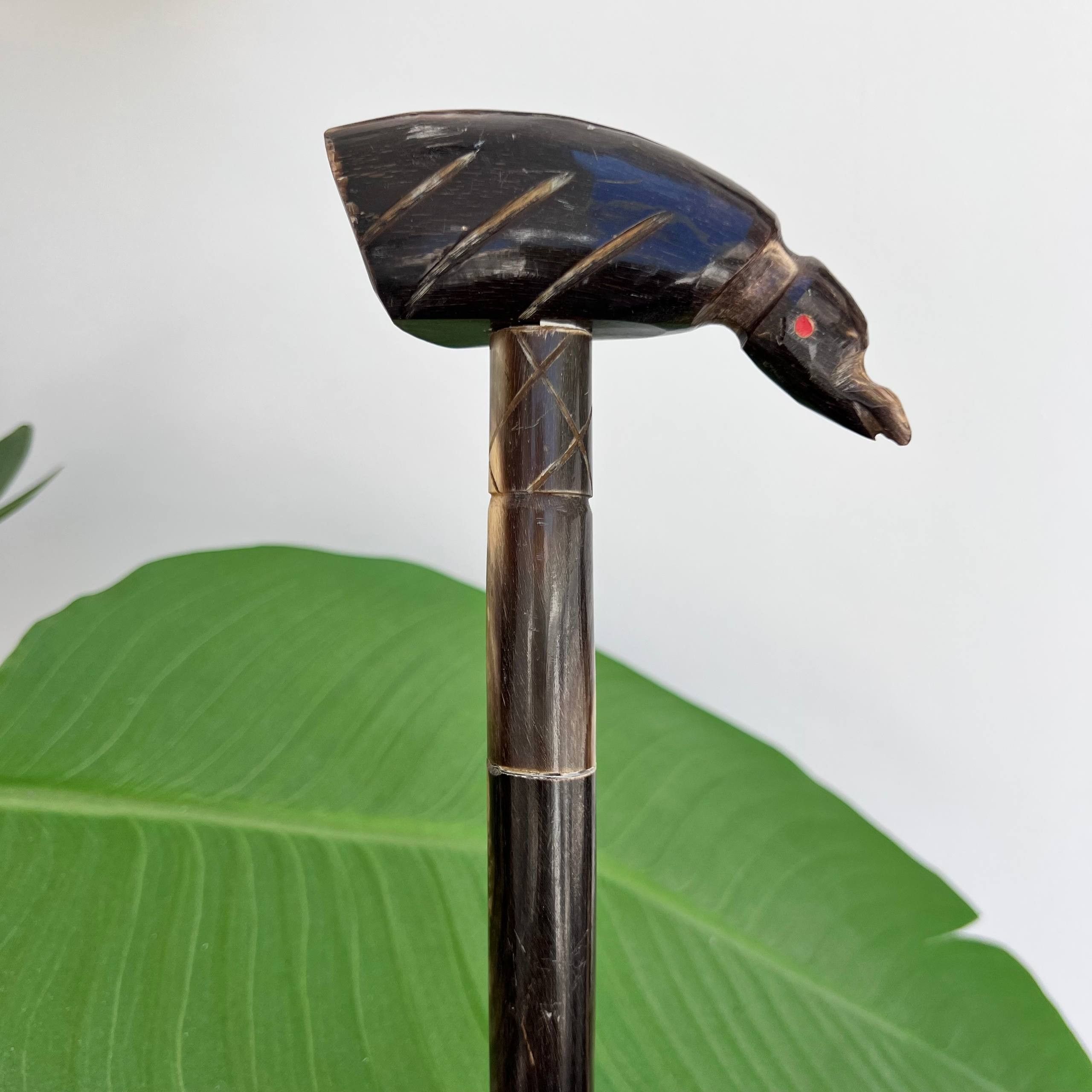 Vintage Vintage Handcrafted Walking Stick 83cm Bird Handle Horn Cane Size ONE SIZE - 1 Thumbnail