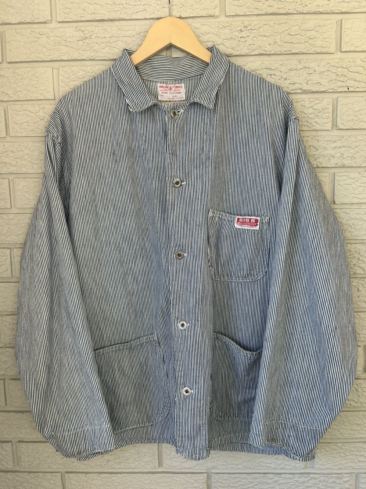 Vintage Vintage 60s Big B Brotherhood Hickory Striped Chore Jacket Size US L / EU 52-54 / 3 - 2 Thumbnail