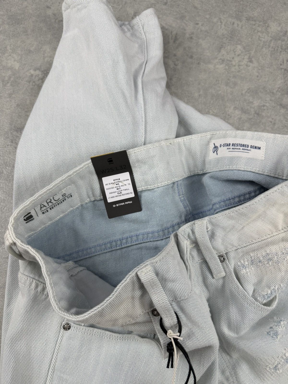 G-Star G-Star Raw Arc 3D Mid Boyfriend 7/8 Jeans Light Aged 25x32 Size 25" / US 0 / IT 36 - 12 Thumbnail