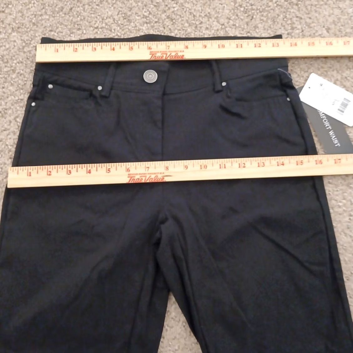 Vintage 89th & Madison Jegging Pants Womens Size 0 Black Pockets Straight Leg 27x29 Mid Rise Nylon Rayon Spandex Size 25" / US 0 / IT 36 - 2 Thumbnail