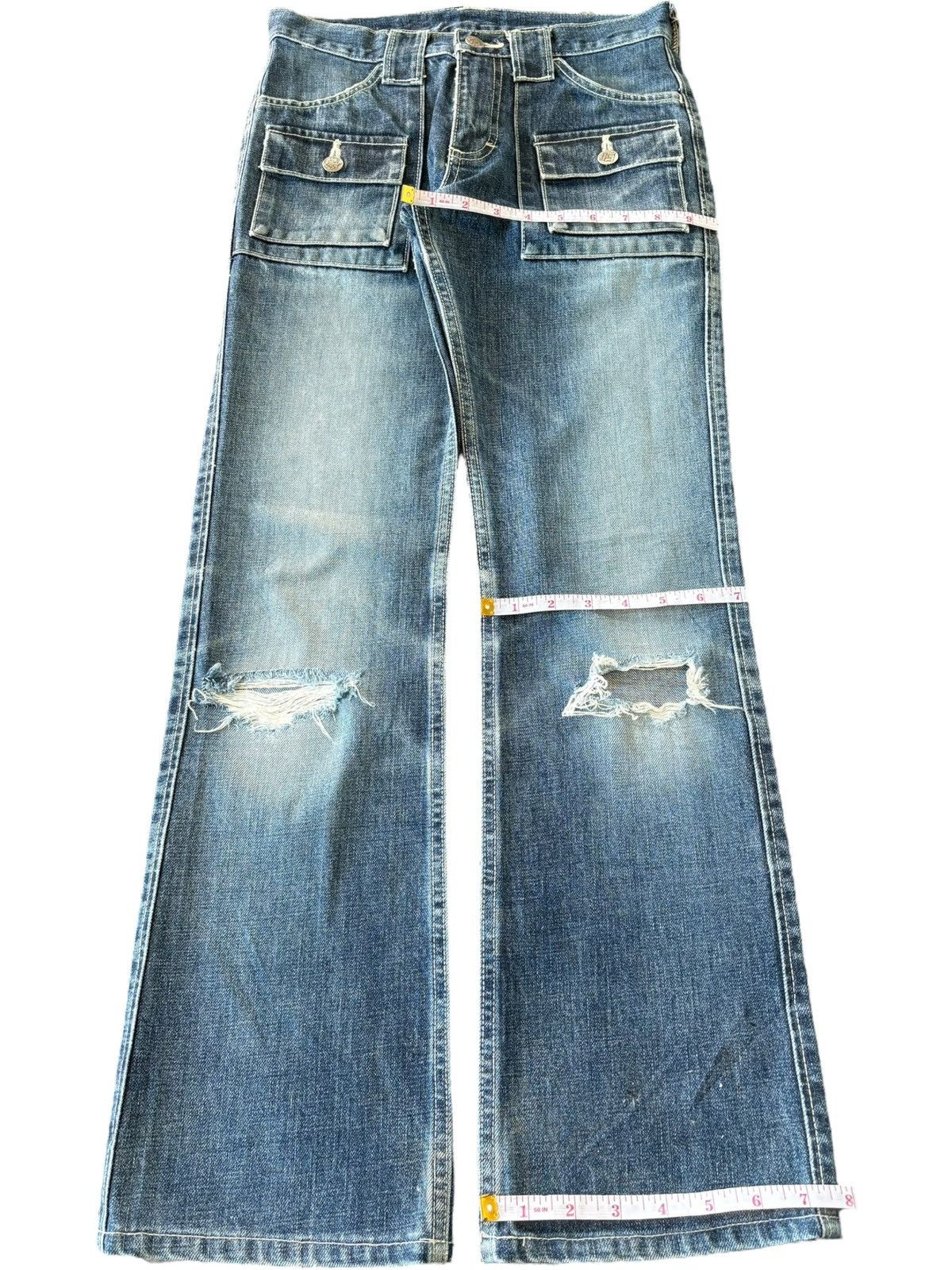 Lee Vintage Lee Union Made Distressed Bush Pants Flare Jeans Size 28" / US 6 / IT 42 - 9 Thumbnail