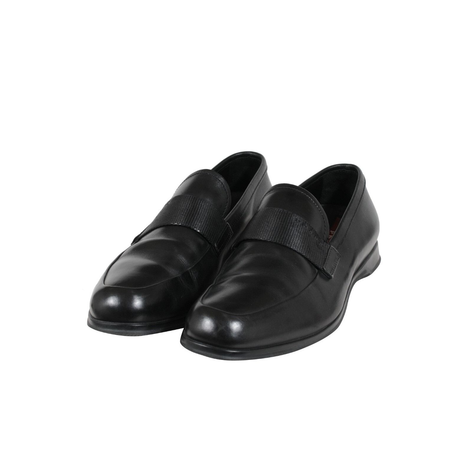 Prada Loafers Black Leather Sport Rubber Sole - 02254 Size US 8.5 / EU 41-42 - 3 Thumbnail