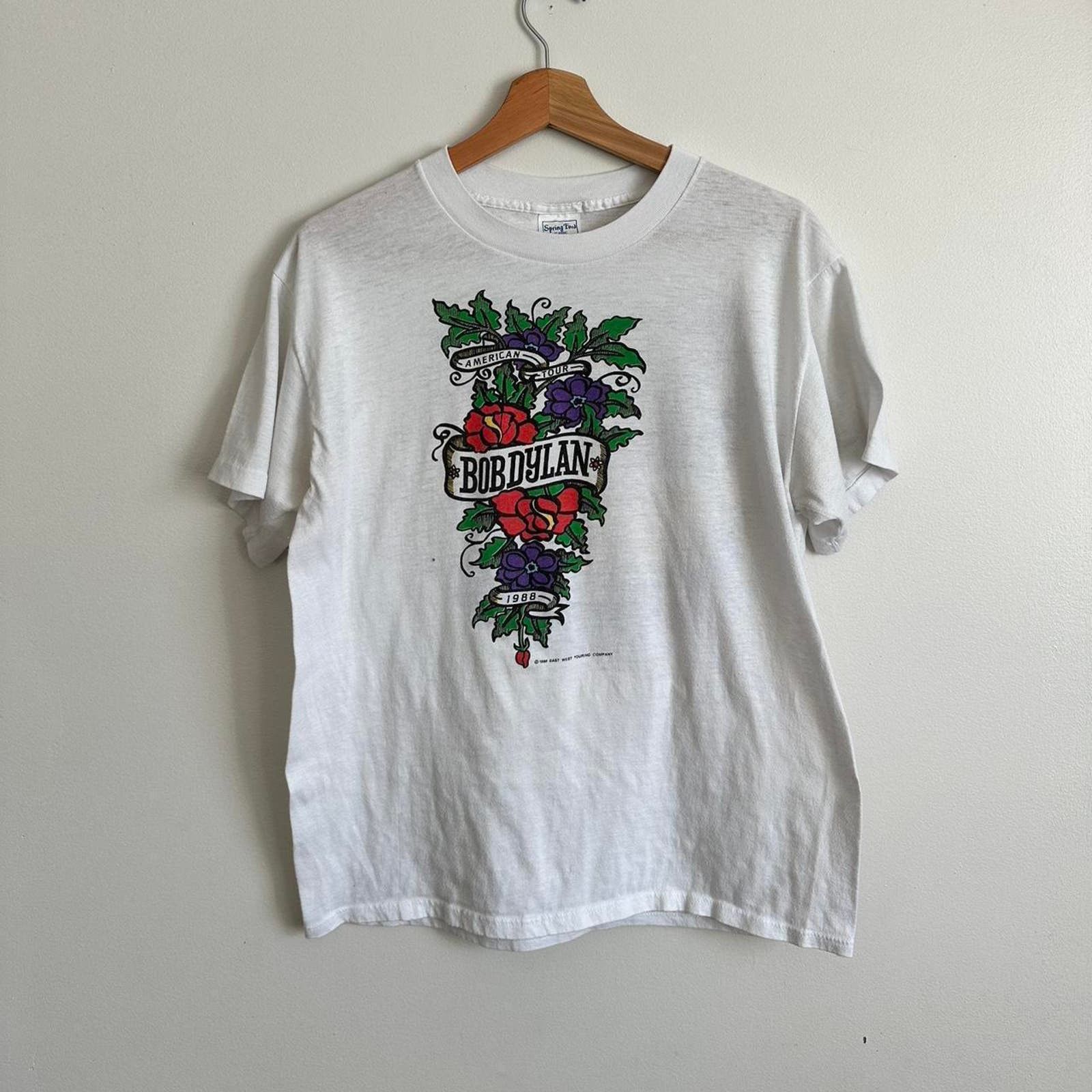 image of Vintage 1988 Bob Dylan Shirt in White, Men's (Size XL)