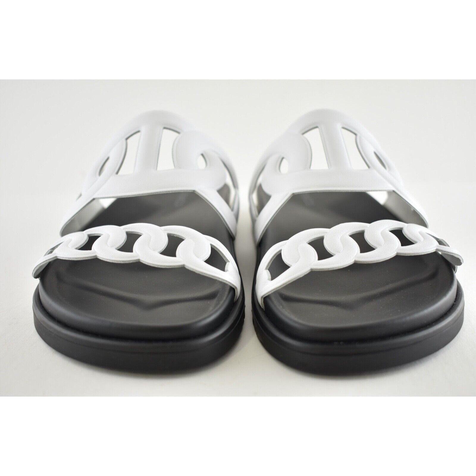 Hermes Hermes Extra Sandals White Black Chaine d'Ancre Leather Size US 7 / IT 37 - 5 Thumbnail