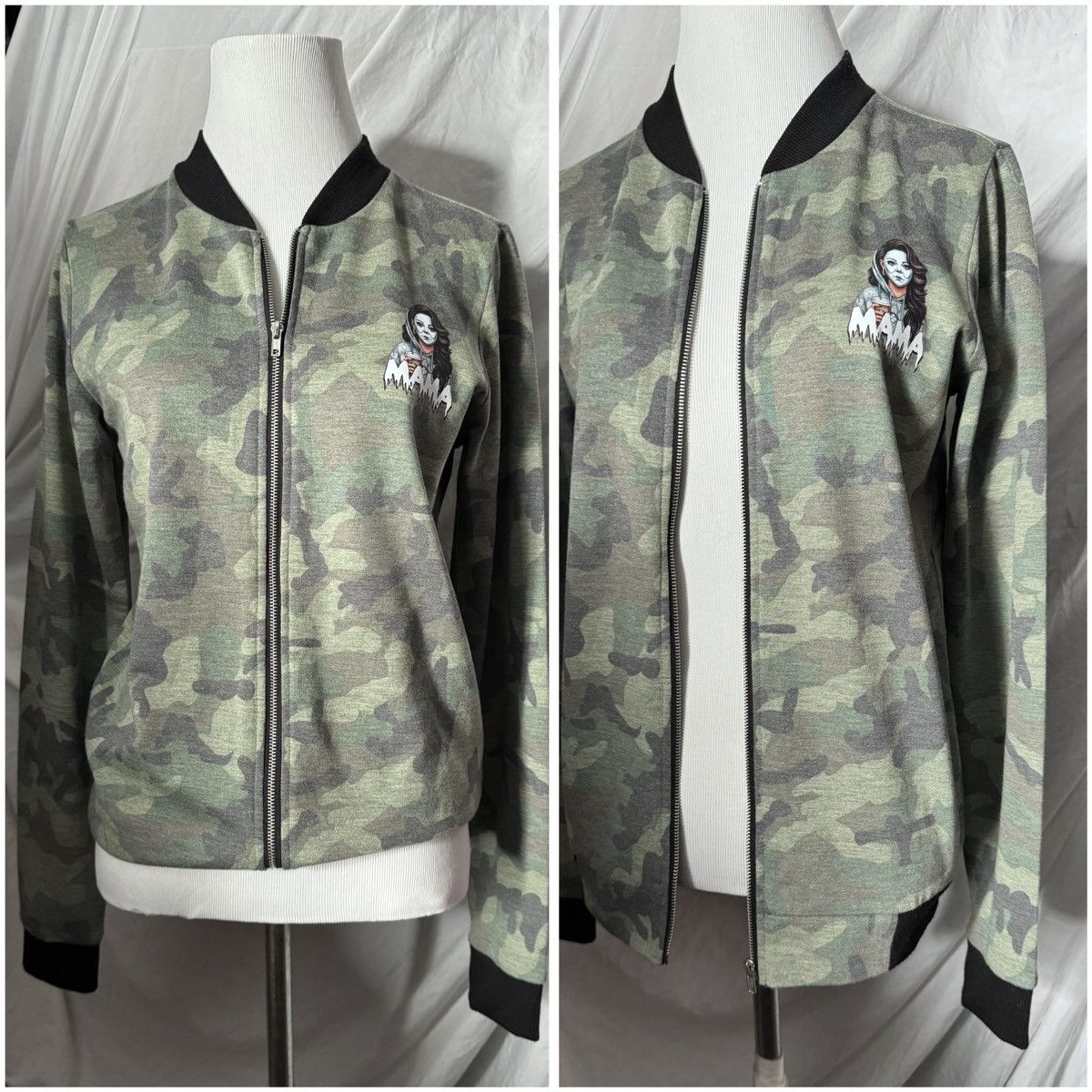 Other Spooky Mama, Coffee & Halloween, Camo Bomber Style Jacket Size S / US 4 / IT 40 - 2 Thumbnail