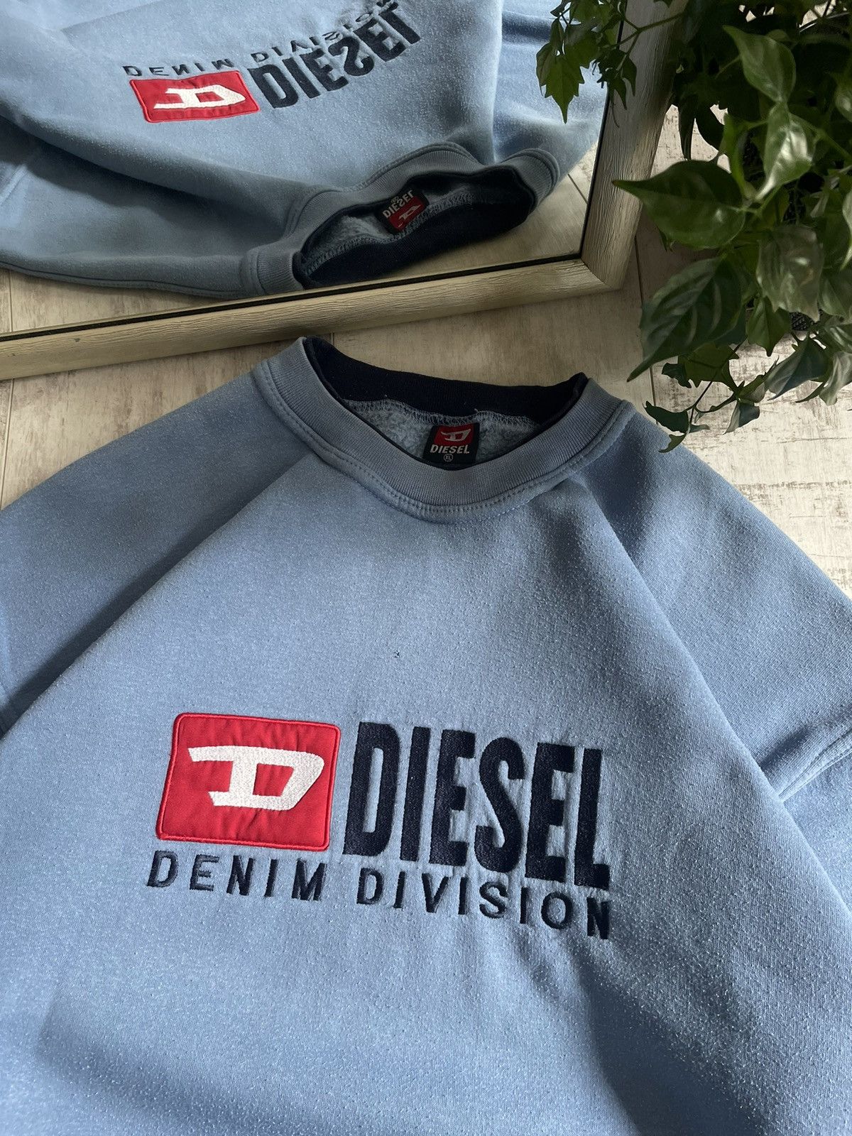 Diesel × Vintage Vintage Diesel 90’s Crewneck Y2K Sweatshirt Blue Big Logo Size US XL / EU 56 / 4 - 3 Thumbnail