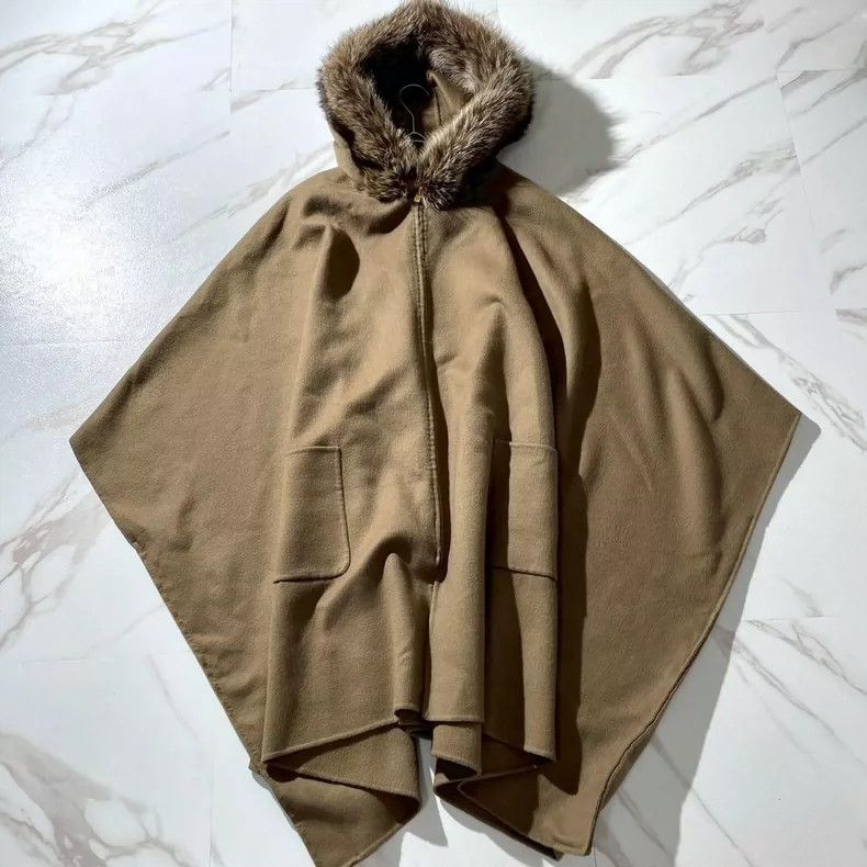 Loro Piana LORO PIANA Cashmere cap cloak with fur trim Size M / US 6-8 / IT 42-44 - 1 Thumbnail