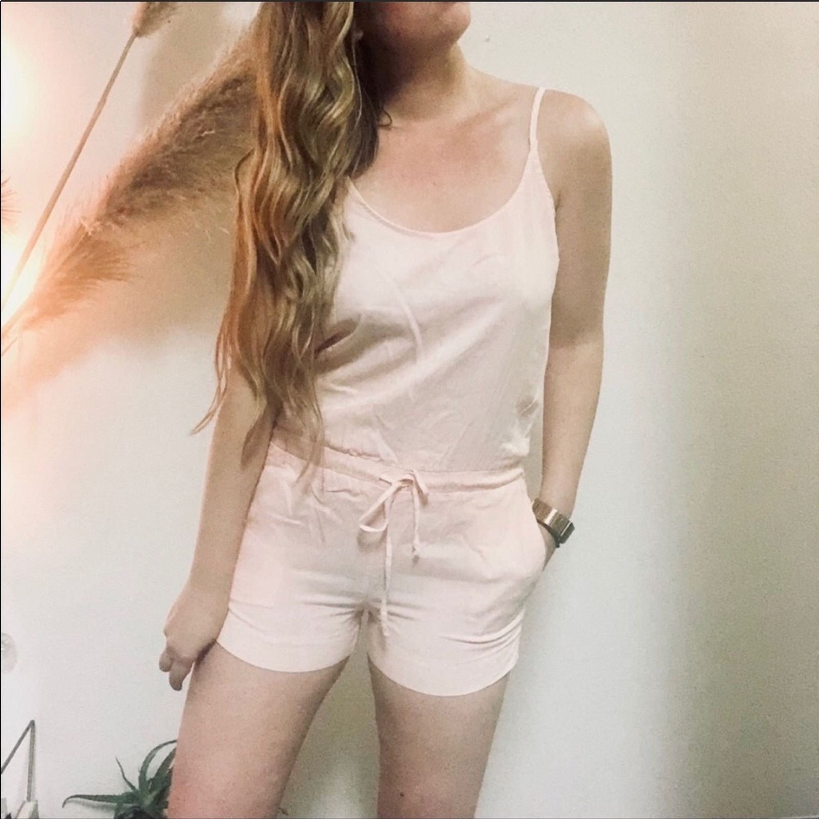 Anthropologie NEW ANTHROPOLOGIE Cloth Stone Cream Pink Tank Shorts Romper Size 27" / US 4 / IT 40 - 3 Thumbnail