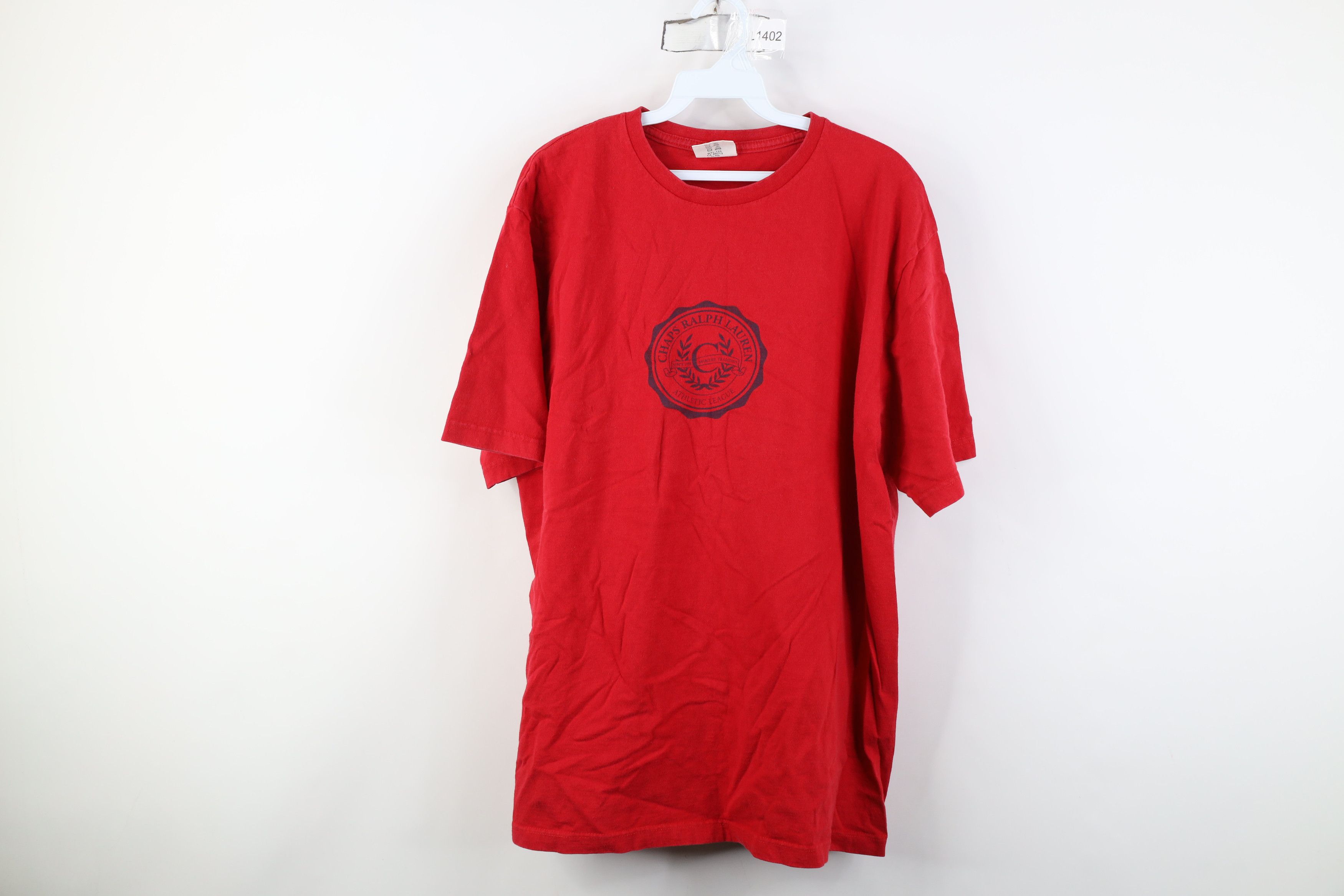 Ralph Lauren Vintage 90s Chaps Ralph Lauren Spell Out Crest T-Shirt Red Size US L / EU 52-54 / 3 - 1 Thumbnail