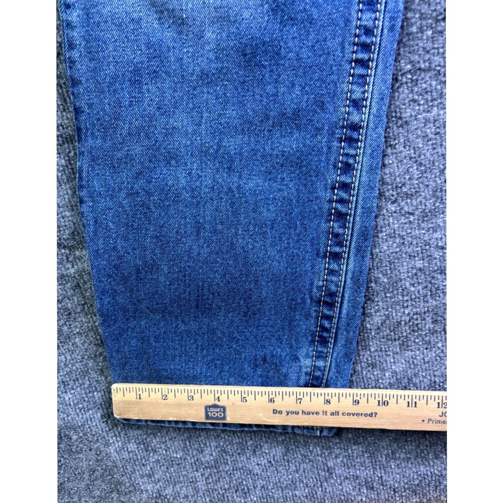 Denime MEK Denim Cody Straight Jeans Mens 38x34 Blue Embroidered Button Fly Denim Straight Reg Mid Rise 5-Pocket Modern Vintage Look Size US 38 / EU 54 - 7 Thumbnail