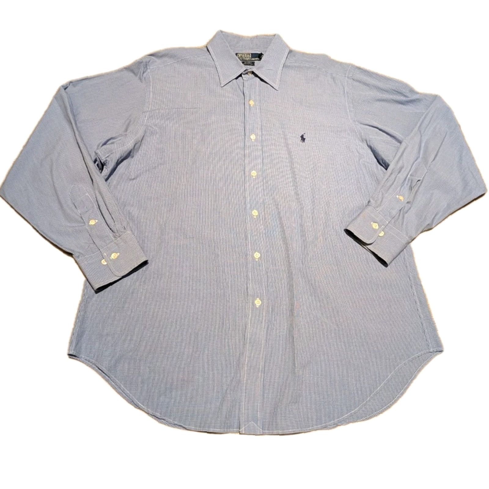 Polo Ralph Lauren VINTAGE Polo Ralph Lauren Shirt Andrew Blue Long Sleeve Button-Down Men XL Check Cotton 34/35 Mens Size US XL / EU 56 / 4 - 2 Thumbnail