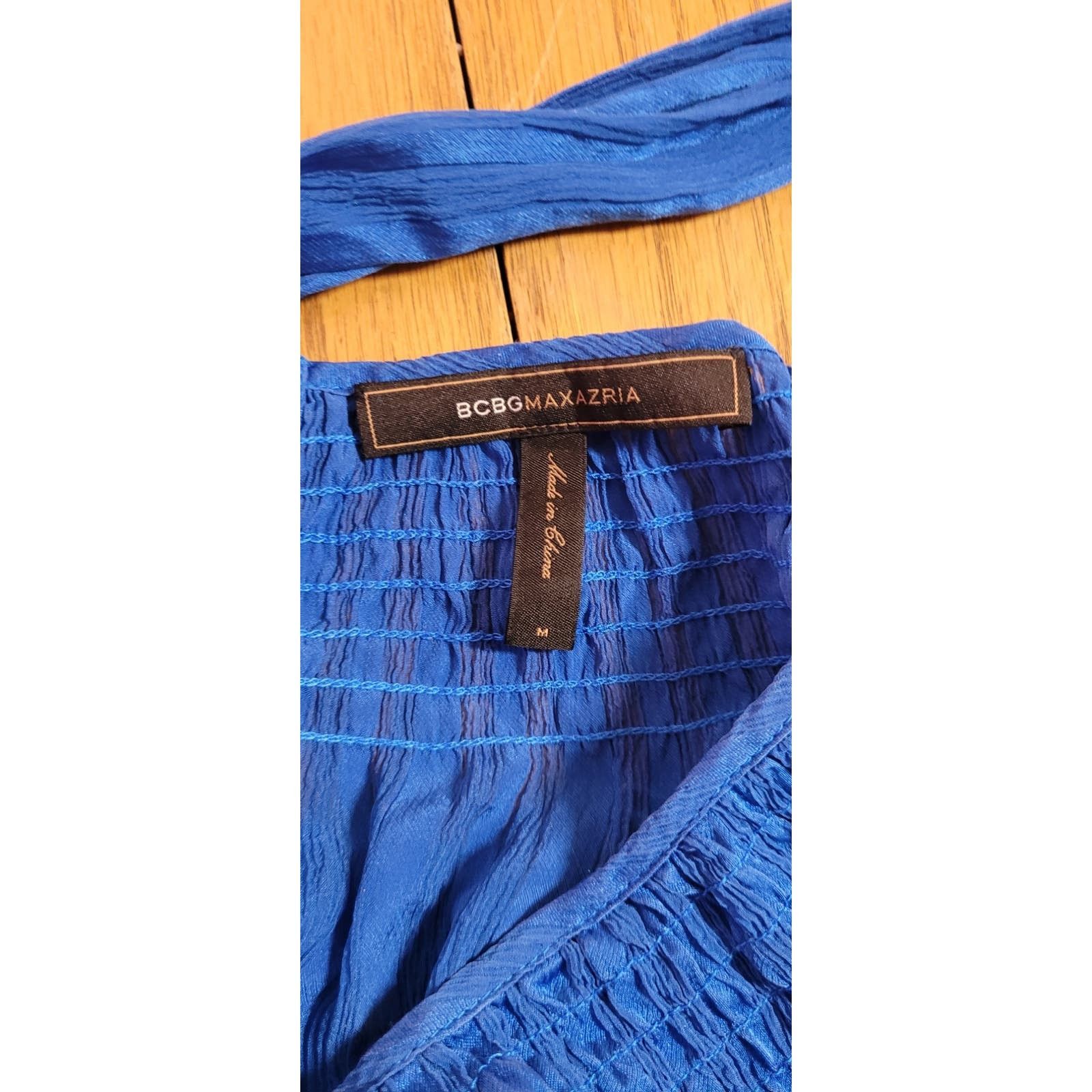 Bcbgmaxazria BCBG Maxazria Silk Top M Blue Bohemian Open Back Semi Sheer Size M / US 6-8 / IT 42-44 - 8 Thumbnail