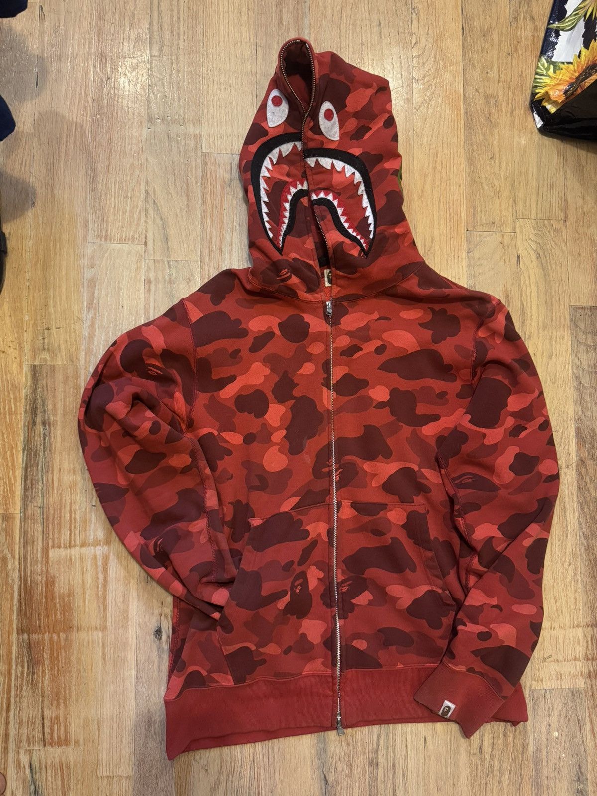Bape Red Shark Bape Hoodie Size US XL / EU 56 / 4 - 1 Thumbnail