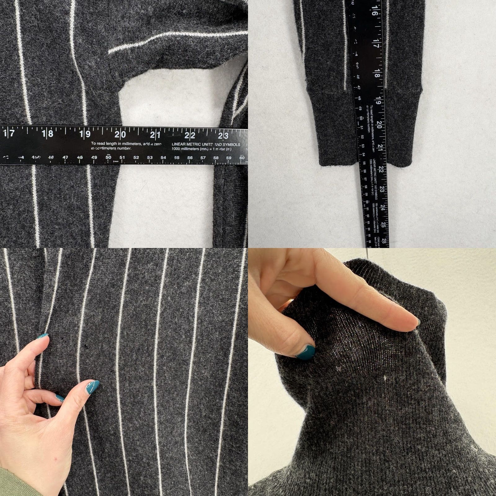 Lord & Taylor LORD & TAYLOR Sweater Tunic Womens Medium Gray Stripe Cowl Neck Cashmere Blend Size M / US 6-8 / IT 42-44 - 8 Thumbnail