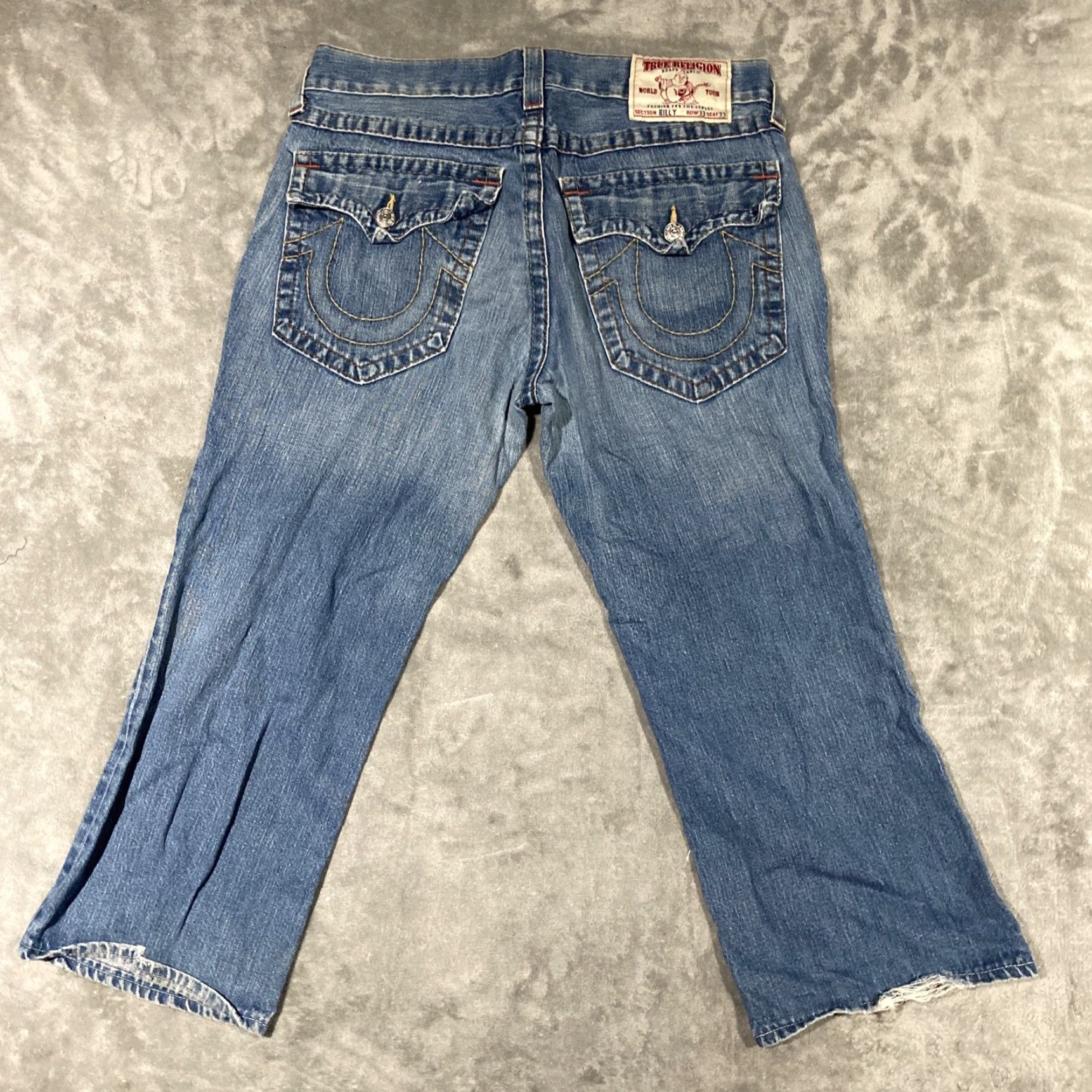 True Religion VINTAGE True Religion Billy Jeans Bootcut Flap Pocket Made In USA Billy Mens 35x24 90s USA Jeans Mens Blue Cotton Denim Embroidered Inseam 24 Size US 35 - 5 Thumbnail