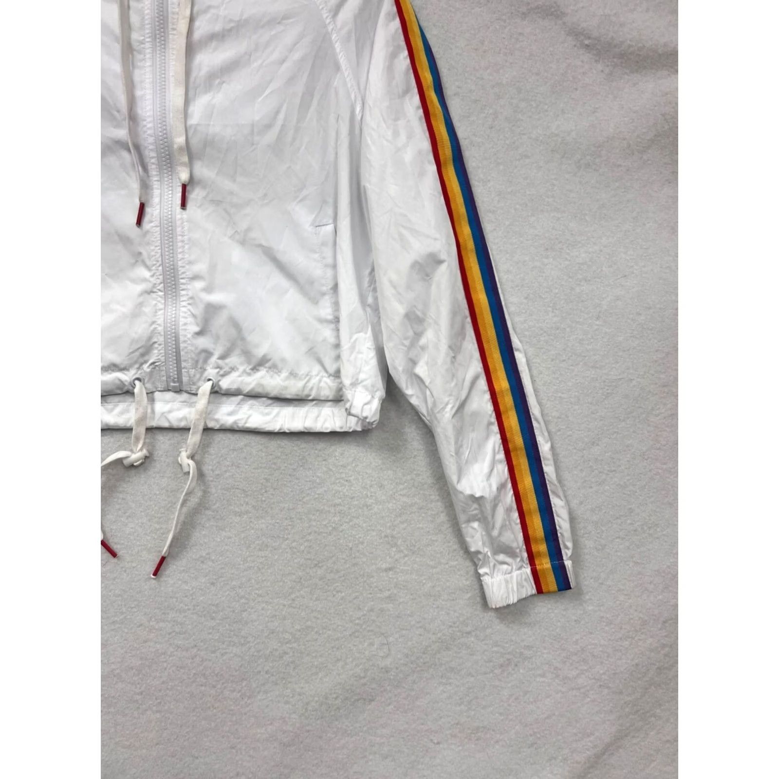 Rainbow A.Lab White Hooded Jacket Rainbow Stripe Sleeves Women’s S Jacket Womens S White Rainbow Stripe Sleeves Size S / US 4 / IT 40 - 5 Thumbnail