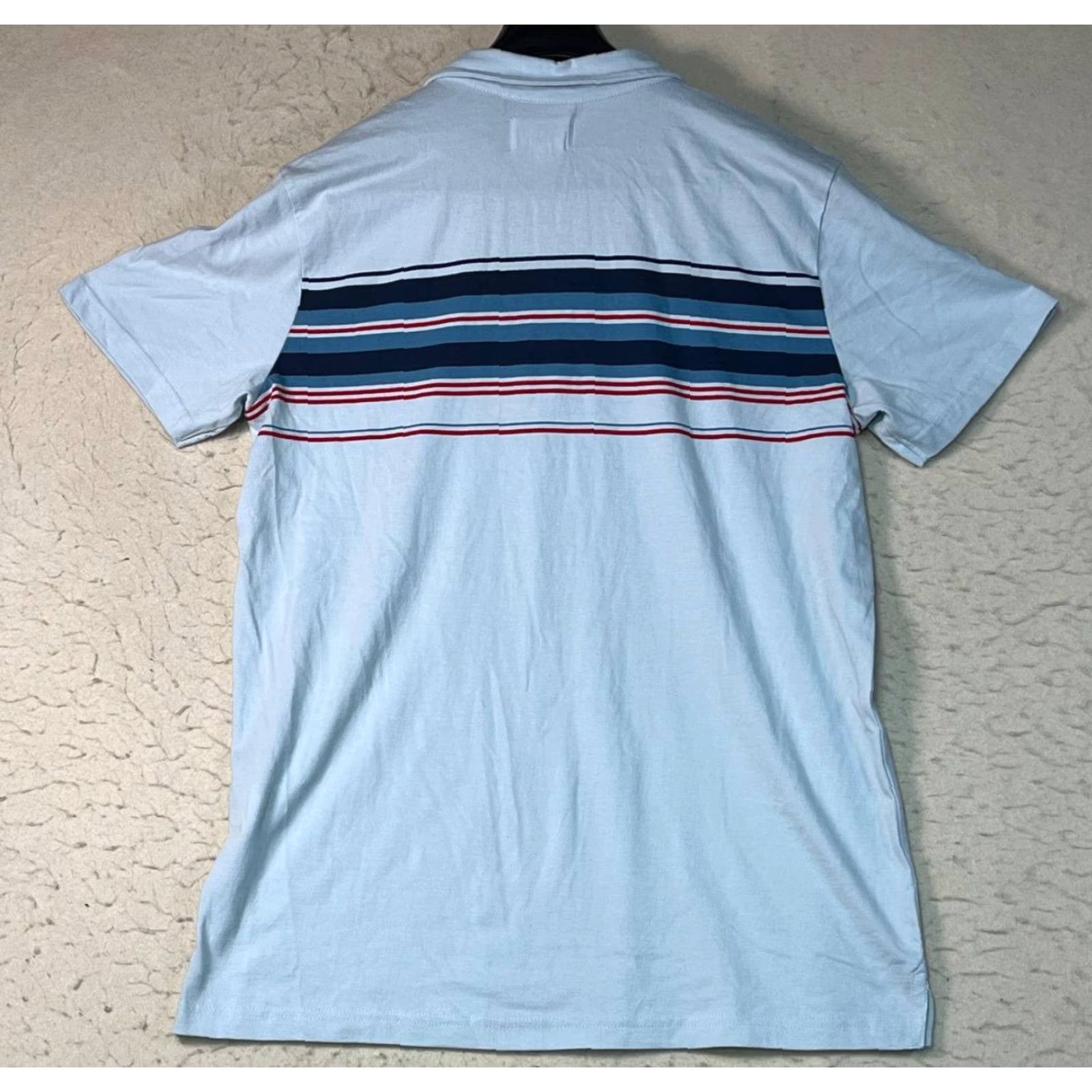 Hang Ten Hang Ten Polo Shirt Light Blue Multi Stripe Logo Surf Beach Men's Size Small Size US S / EU 44-46 / 1 - 2 Thumbnail
