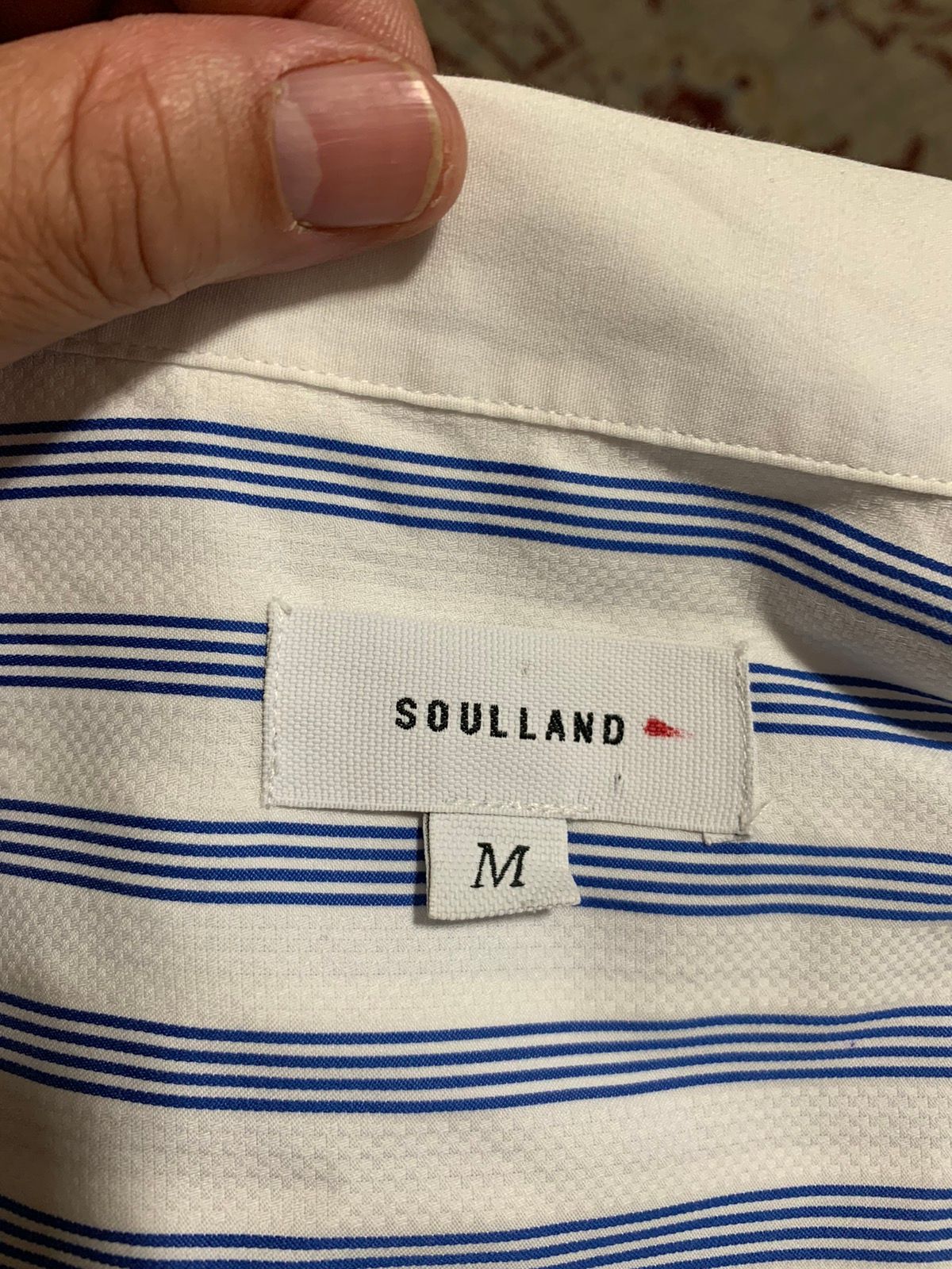 Soulland Striped Contrast Collar & Cuff Button Front shirt Size US M / EU 48-50 / 2 - 4 Thumbnail
