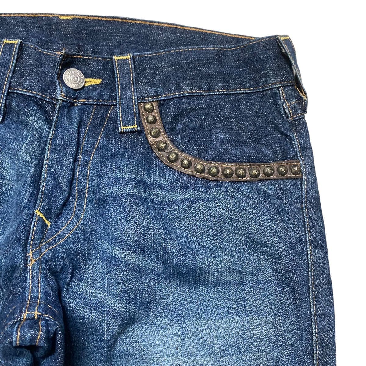 True Religion Vintage True Religion Denim Flare Jeans Leather Flap Size US 31 - 5 Thumbnail