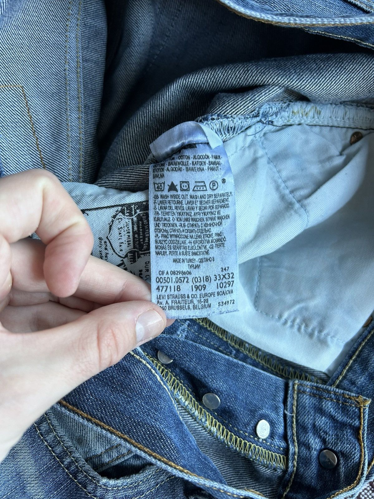 Levi's Vintage Levis 501 Washed Straight Leg Button Fly Jeans 33x32 Size US 33 - 12 Thumbnail