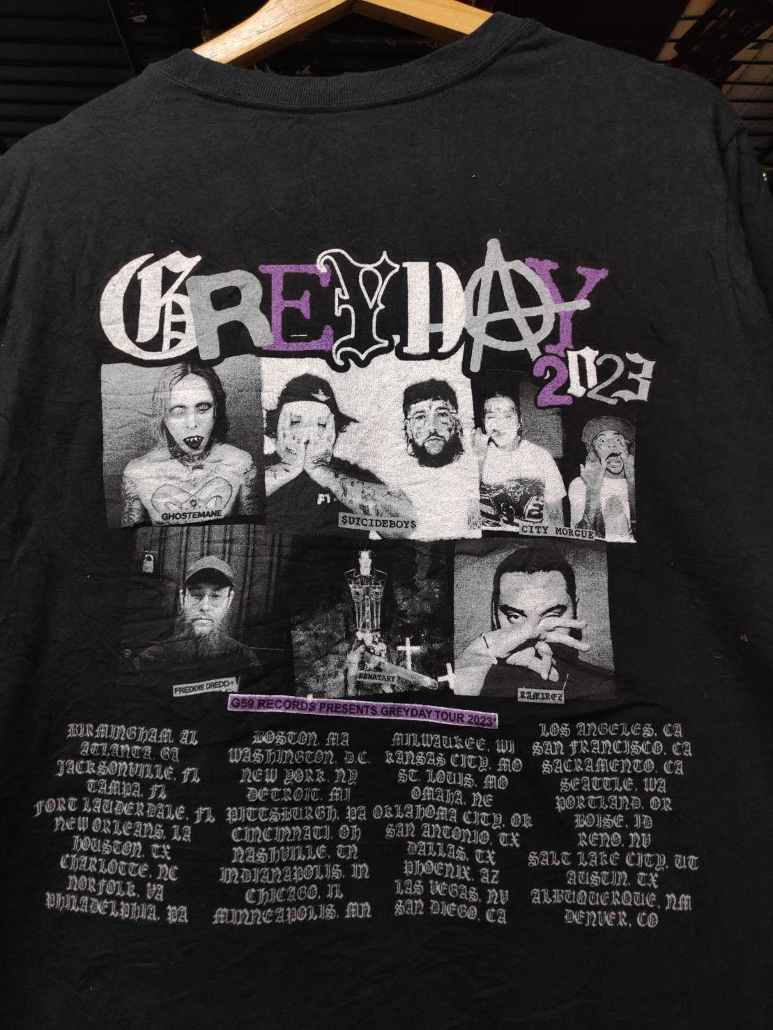 Fuck The Population × G59 Records G59 Suicideboys " Greyday 2023 " Promo Tour T-Shirt Size US L / EU 52-54 / 3 - 10 Thumbnail