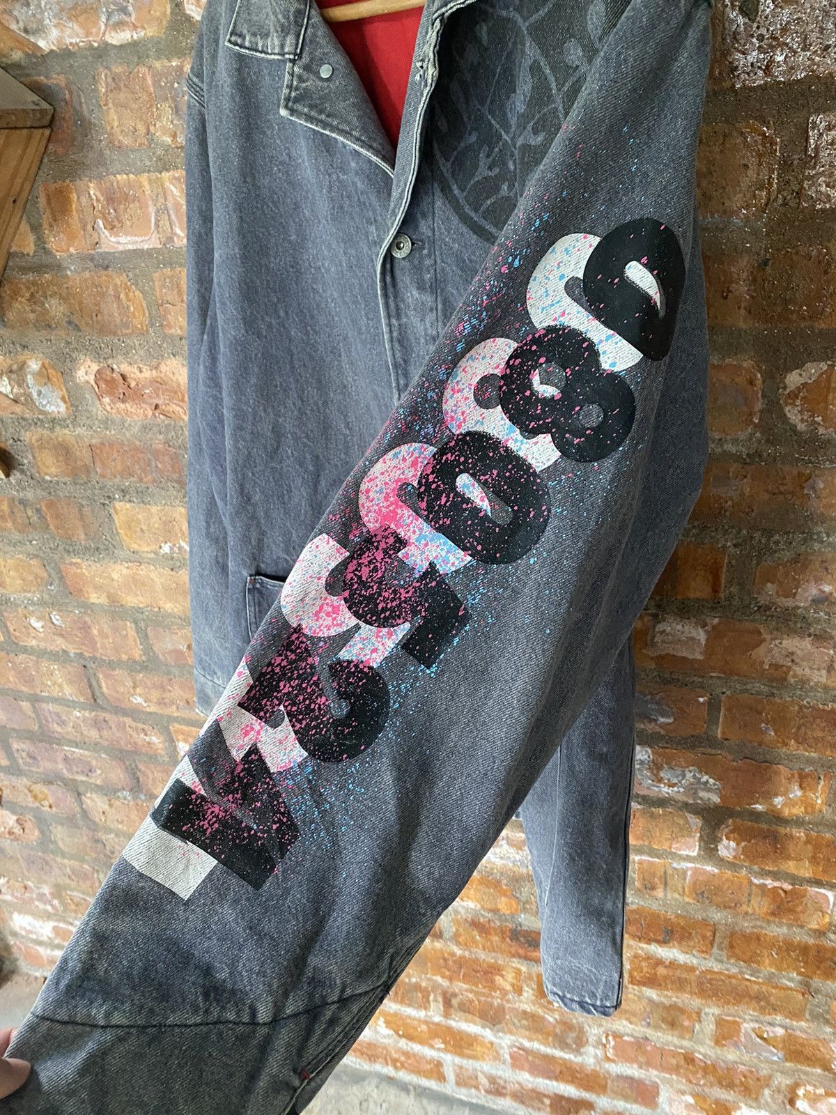 Hex Antistyle 1990s Satanic Boy face Denim Workwear Jacket Size US XL / EU 56 / 4 - 9 Thumbnail