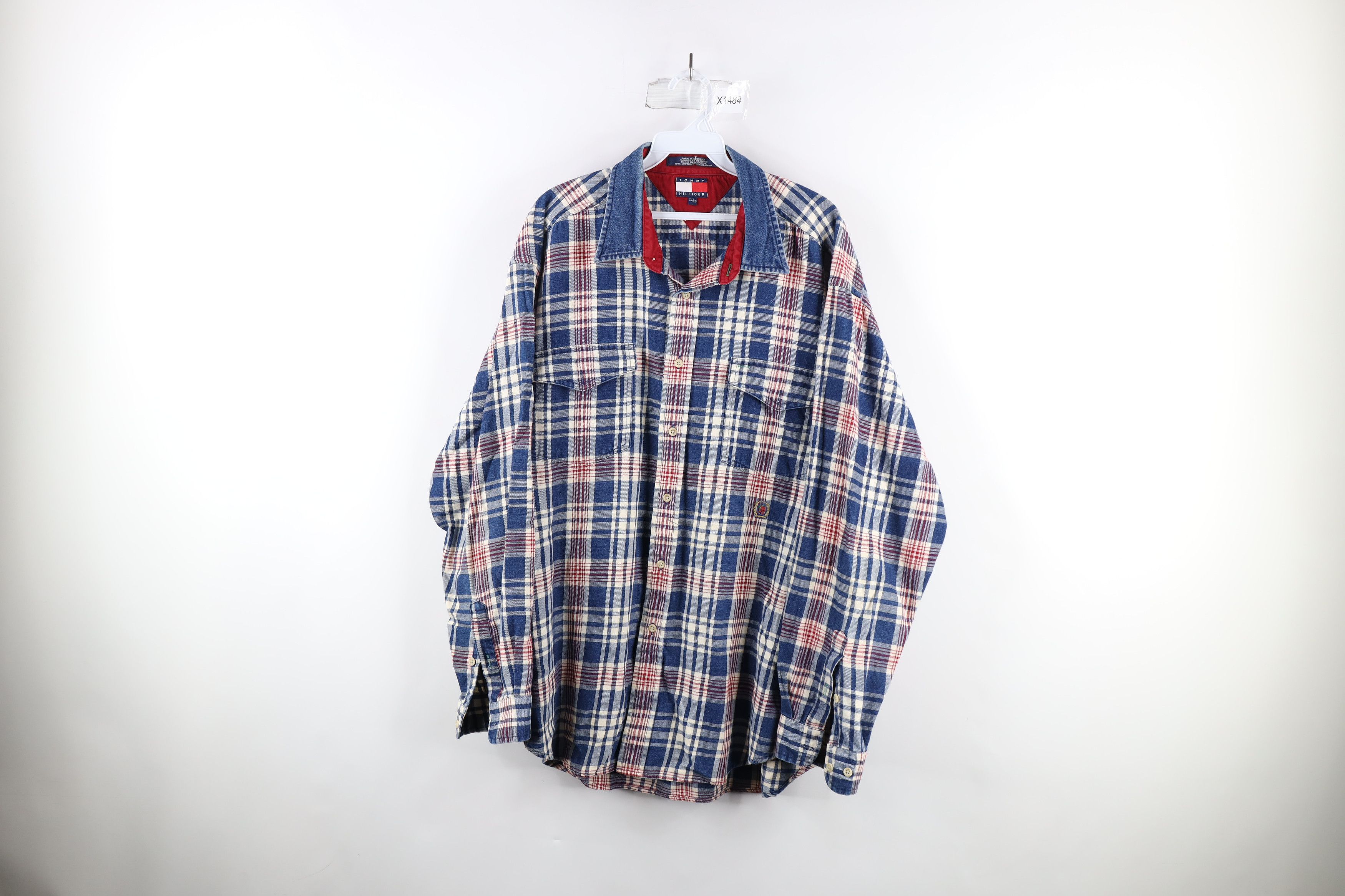 Tommy Hilfiger Vintage 90s Tommy Hilfiger Collar Flannel Button Shirt Plaid Size US XL / EU 56 / 4 - 1 Thumbnail