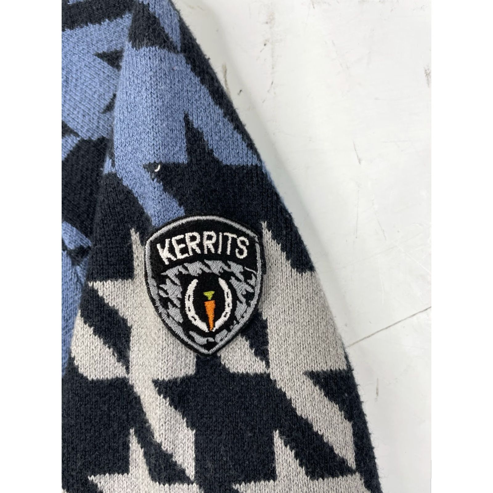 Vintage Kerrits Houndstooth Sweater Blues Black Gray Women’s Small Riding Equestrian Crew Neck Long Sleeve Acrylic Cotton Sail? Size S / US 4 / IT 40 - 4 Thumbnail