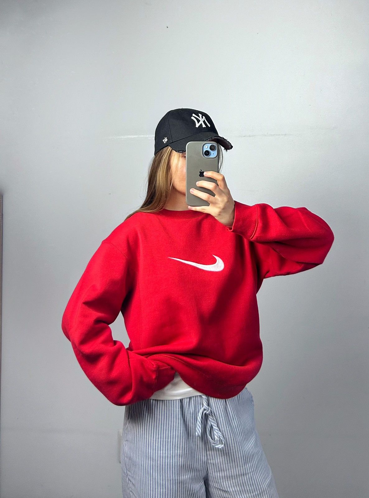 Nike Vintage sweatshirt nike big logo swoosh red Size US XS / EU 42 / 0 - 1 Thumbnail