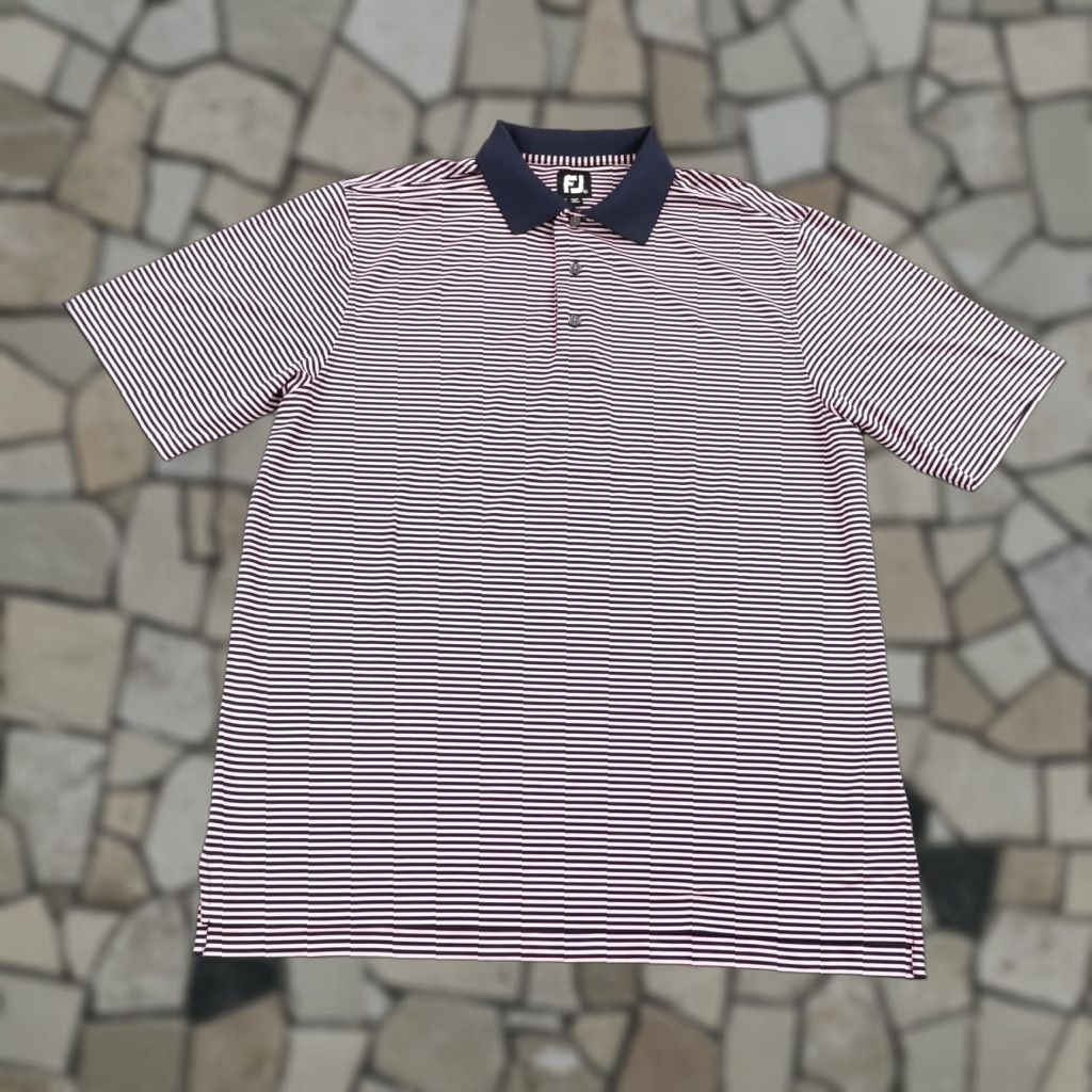 Footjoy FootJoy Polo Shirt Mens Large Blue Pink Striped Golf Performance Stretch Golfer Size US L / EU 52-54 / 3 - 1 Thumbnail