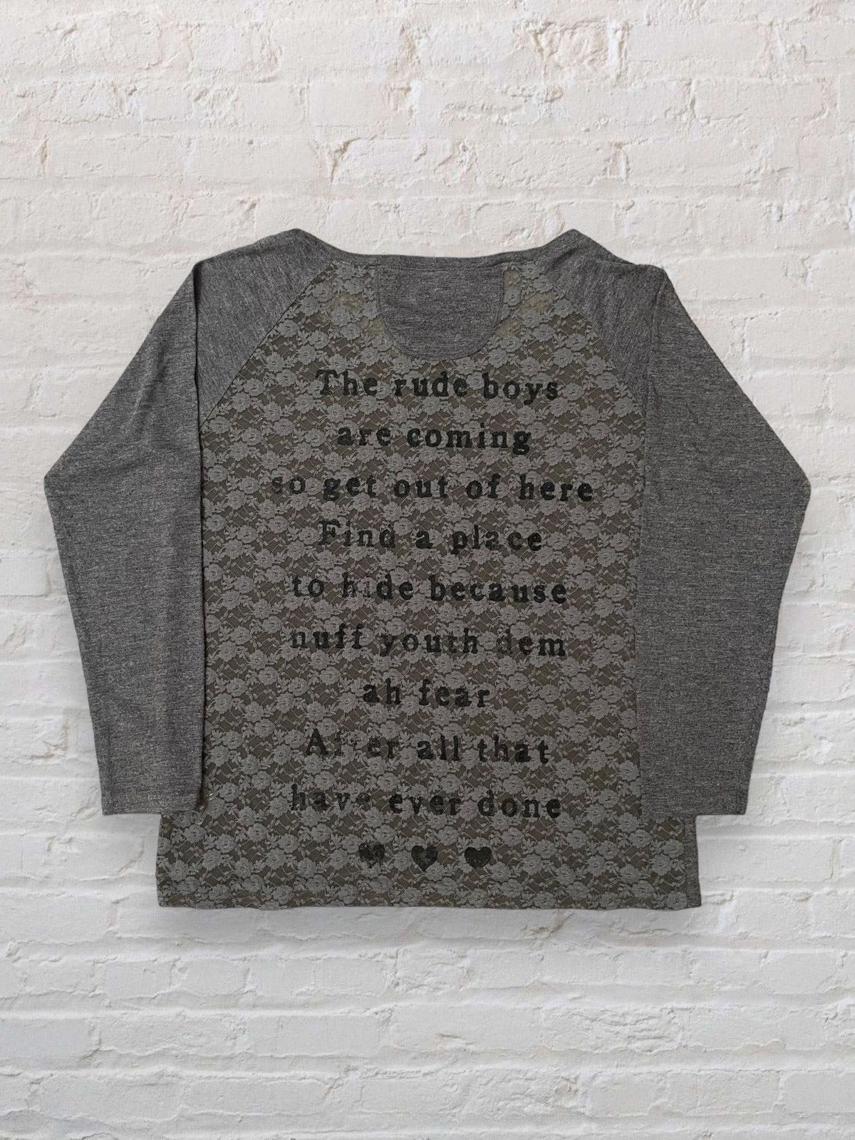 Japanese Brand JAPAN PHYSTICK I LOVE RUDE STAND POEM LACE BACK SHORT SLEEVE Size M / US 6-8 / IT 42-44 - 9 Thumbnail