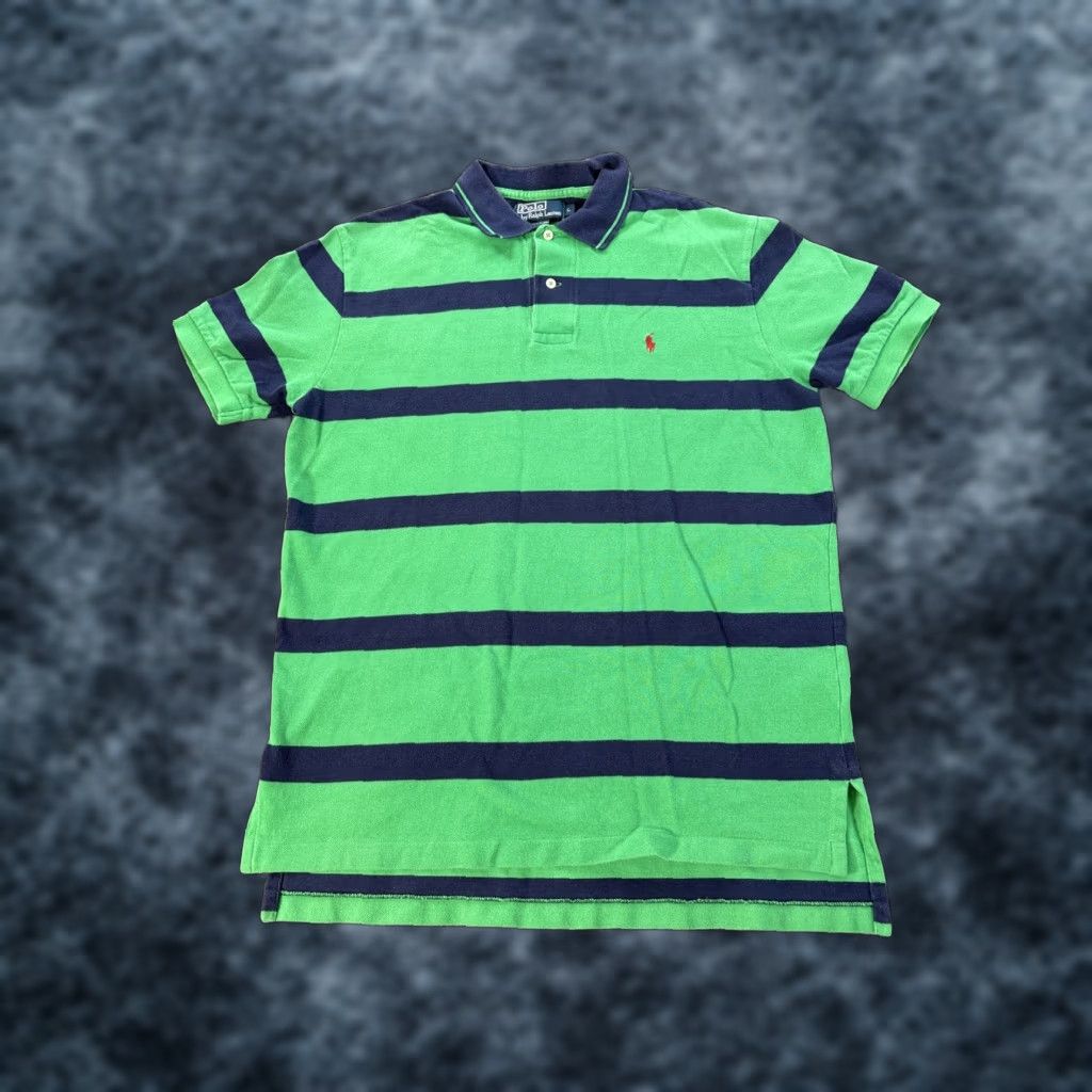 Polo Ralph Lauren VINTAGE Polo Ralph Lauren Polo Shirt Men Sz L Blue Green Striped Short Sleeve Size US L / EU 52-54 / 3 - 1 Thumbnail