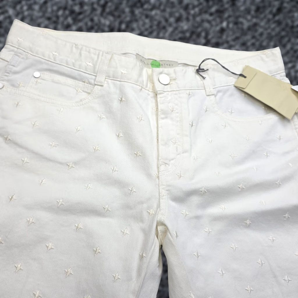 Stella McCartney Stella McCartney Pants Women 31 Ivory Star Embroidered NWT Slim Tapered Cuffed 27" Inseam Ivory Star Embroidered NWT Ladies Mens? Size 24" / US 00 / IT 34 - 1 Thumbnail