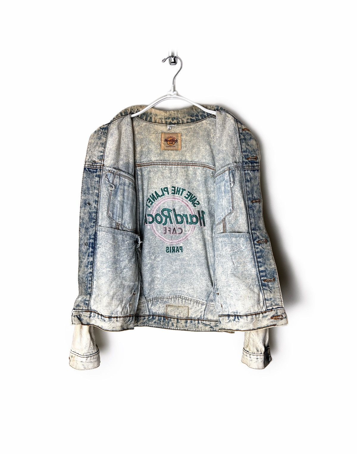 Hard Rock Cafe 90’s Hard Rock Cafe Paris “Save The Planet” Denim Jacket Size US L / EU 52-54 / 3 - 3 Thumbnail