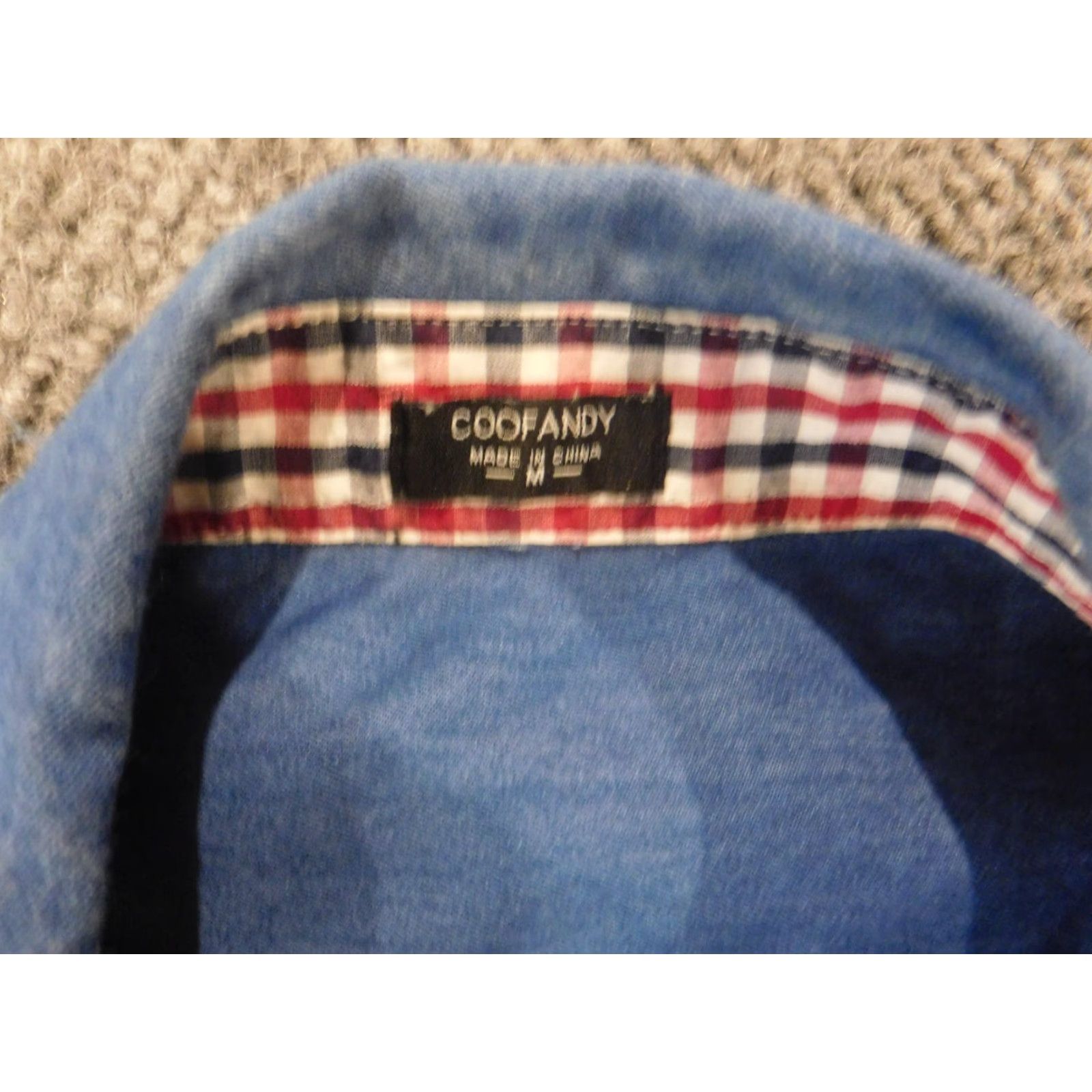 Denime Coofandy Mens Shirt Medium Blue Soft denim Button Up Short Sleeve Henley Button-Down Collar Casual Logo Western All Seasons Regular Men's Shirt Size US M / EU 48-50 / 2 - 6 Thumbnail