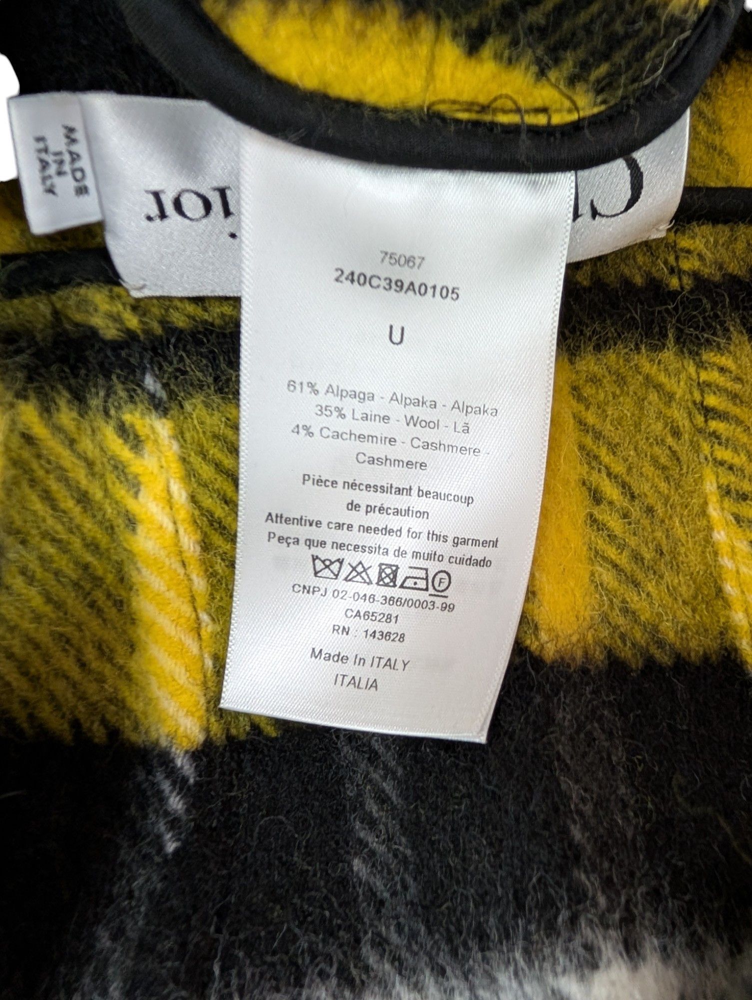 Dior Yellow Tartan Cape With Half-Zip Fringe Hem Size ONE SIZE - 12 Thumbnail