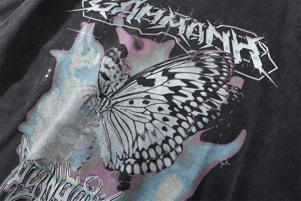 Japanese Brand × Vintage Butterfly print washed distressed short-sleeved T-shirt Size US L / EU 52-54 / 3 - 5 Thumbnail