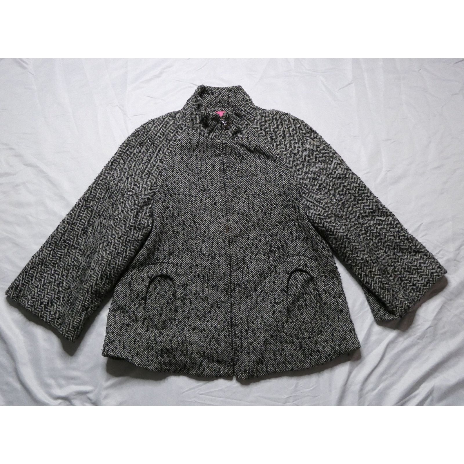 Betsey Johnson Betsey Johnson balloon arm wool tweed jacket, black, XS Size XS / US 0-2 / IT 36-38 - 1 Thumbnail