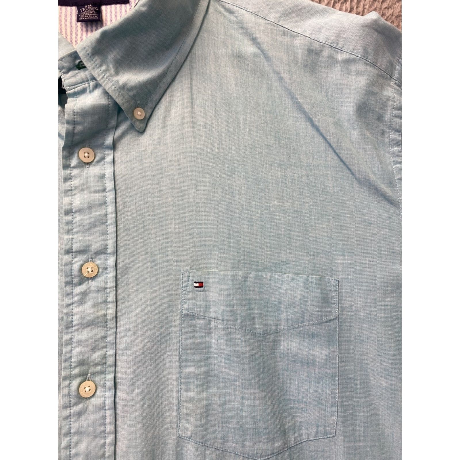 Tommy Hilfiger TOMMY HILFIGER Shirt Mens Button-Down XXL Teal Green Long Sleeve Slim Fit/Logo All Seasons 2XL Men Size US XXL / EU 58 / 5 - 3 Thumbnail