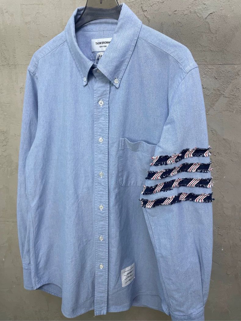 Thom Browne Thom Browne Size 2Long Sleeve Shirt with Blue Color Stripe Size US M / EU 48-50 / 2 - 2 Thumbnail