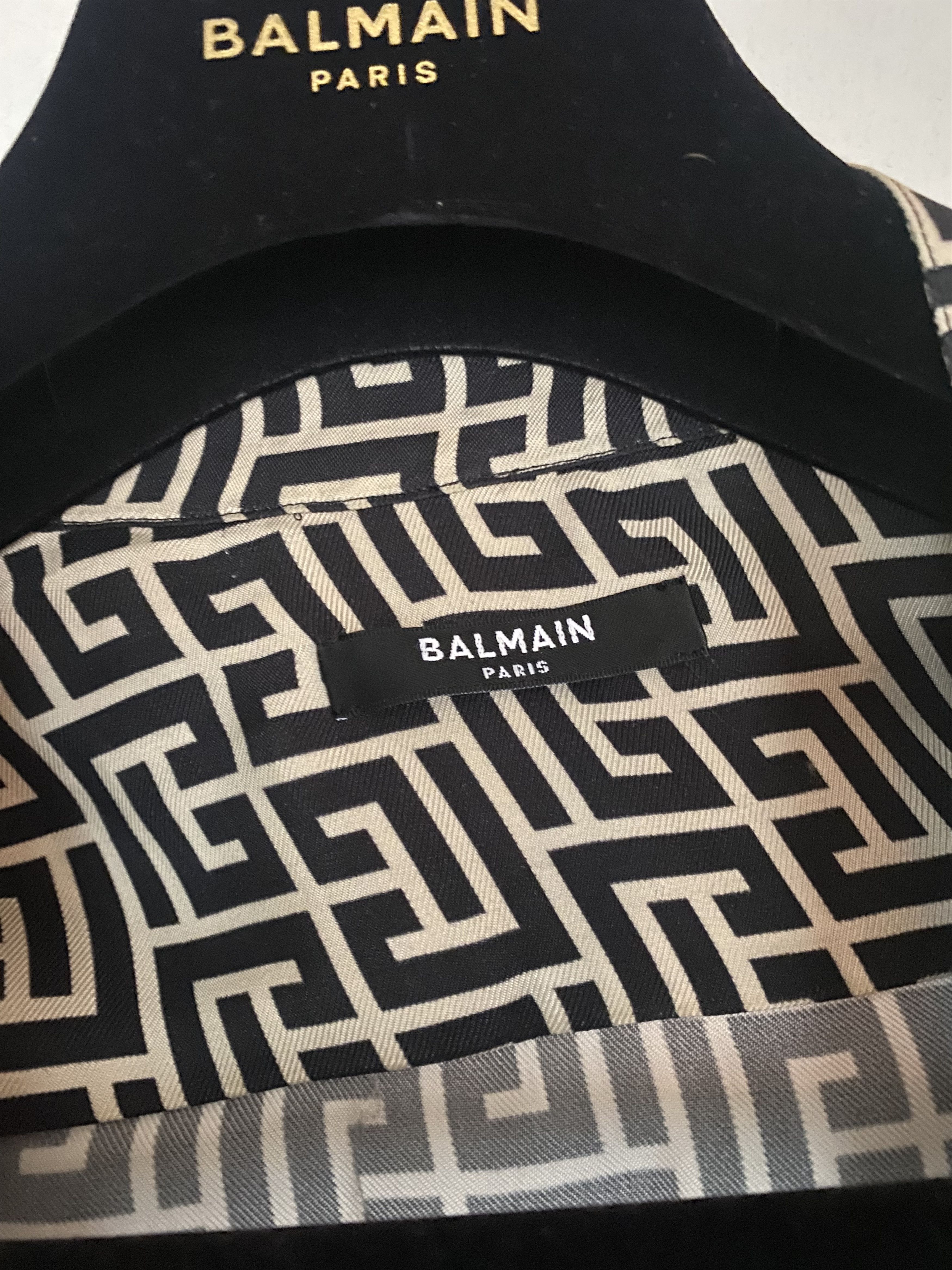 Balmain Balmain Long-Sleeve Allover Logo Pocket Shirt Size US L / EU 52-54 / 3 - 4 Thumbnail